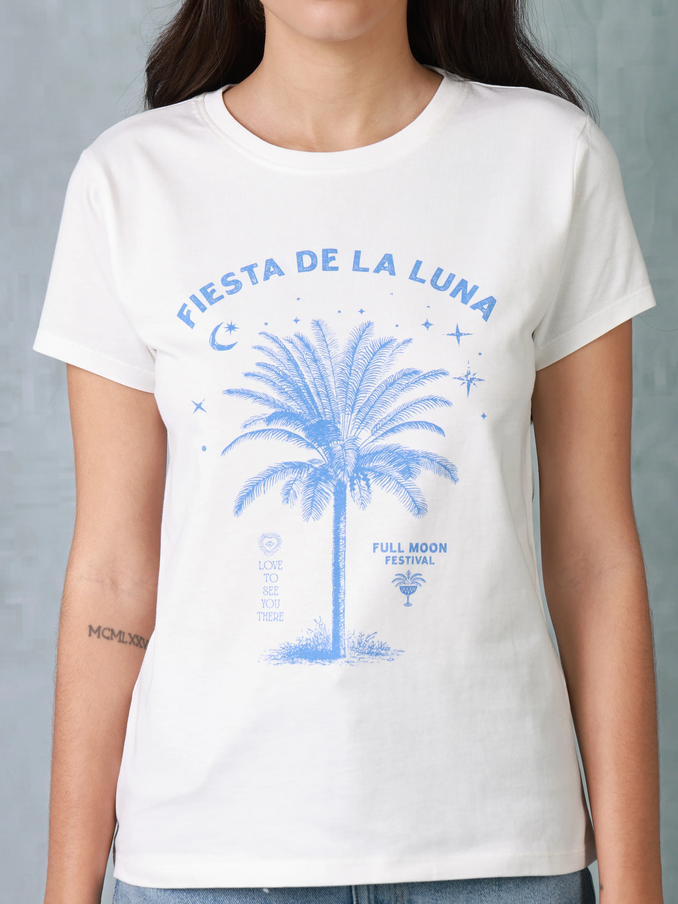 Women White Palm Organic Cotton T-shirt - Image 5