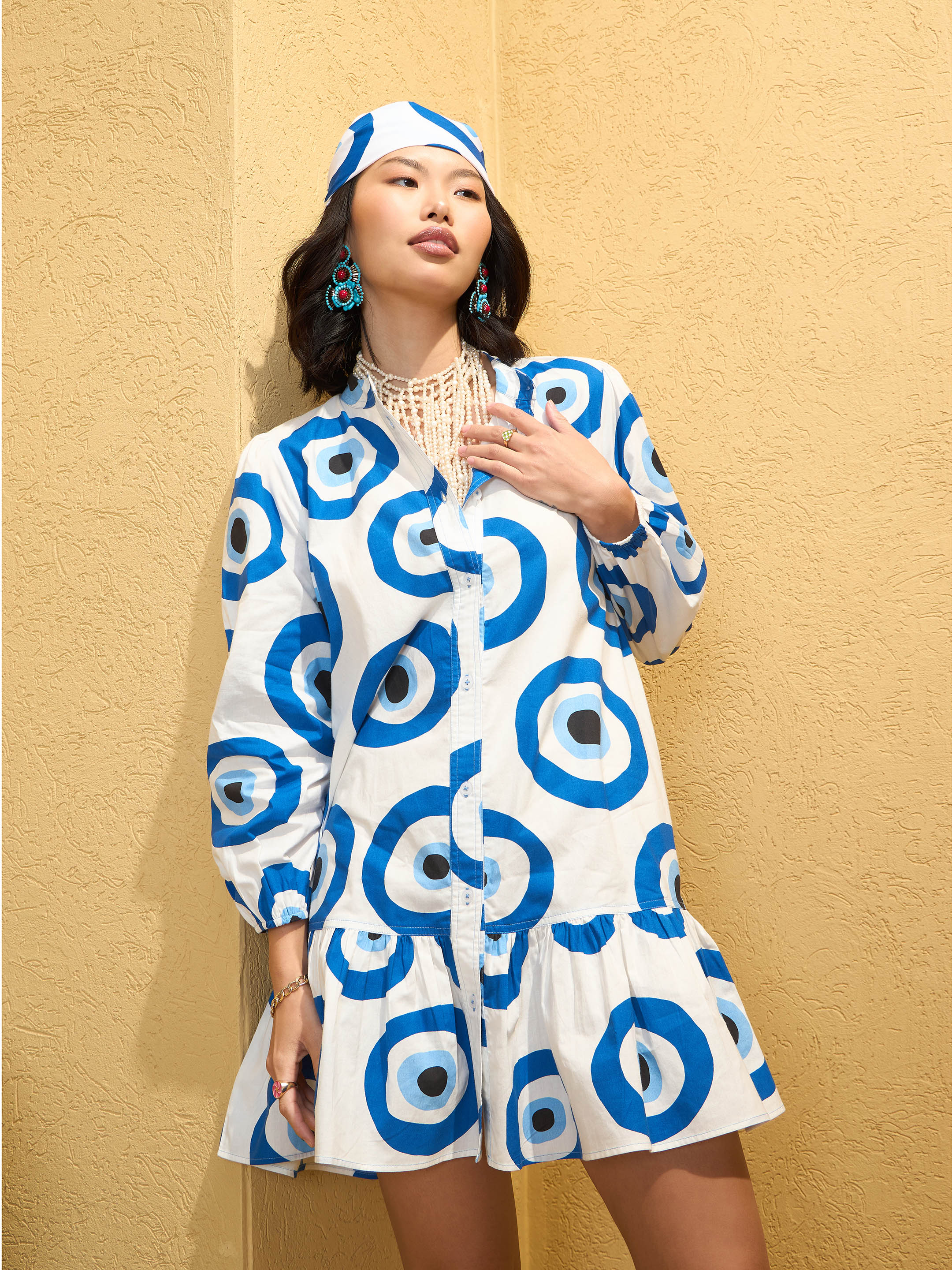 Women White Printed Shirt Dress - Image 5
