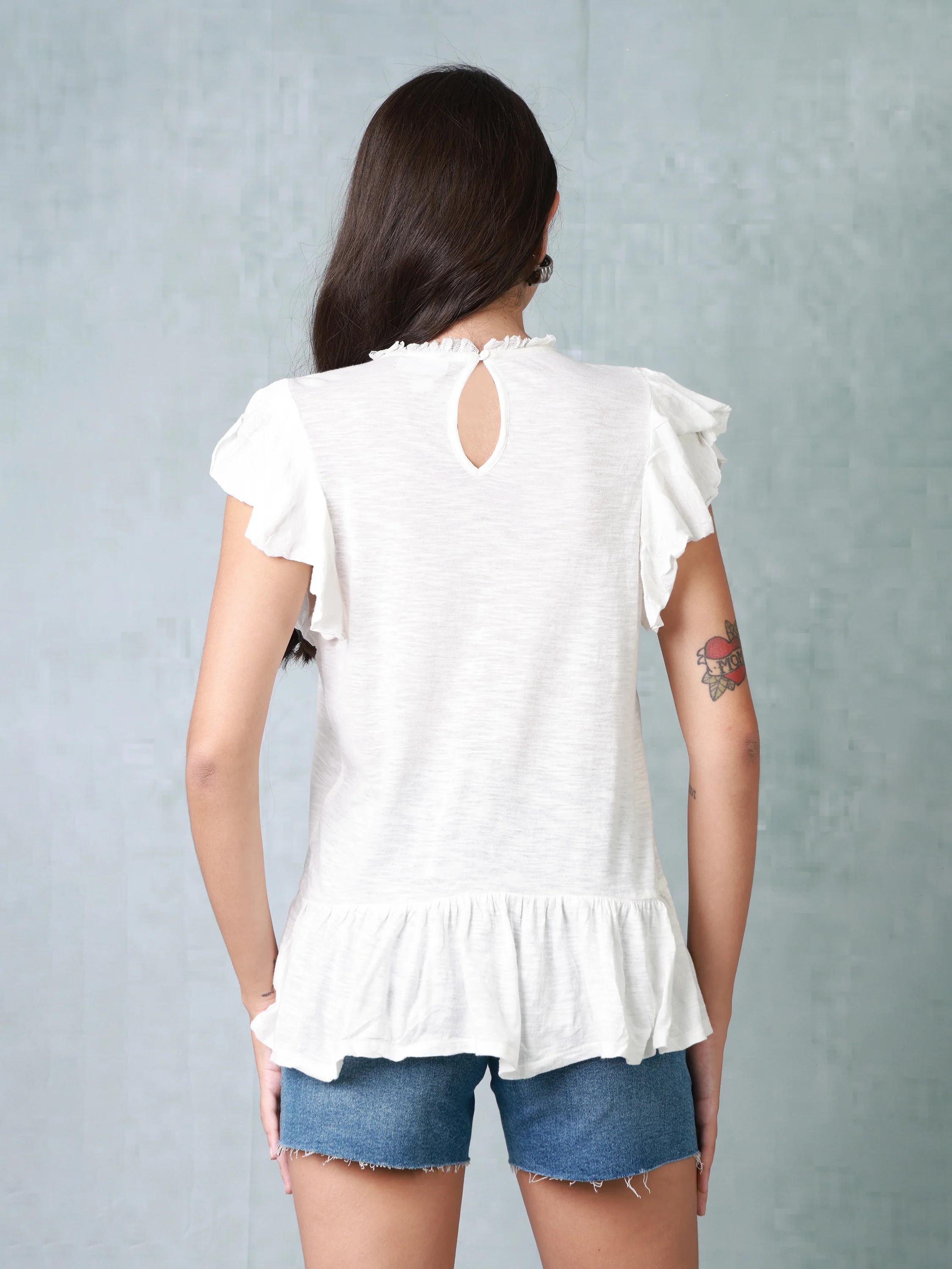 Women White & Red Embroidered Top - Image 3