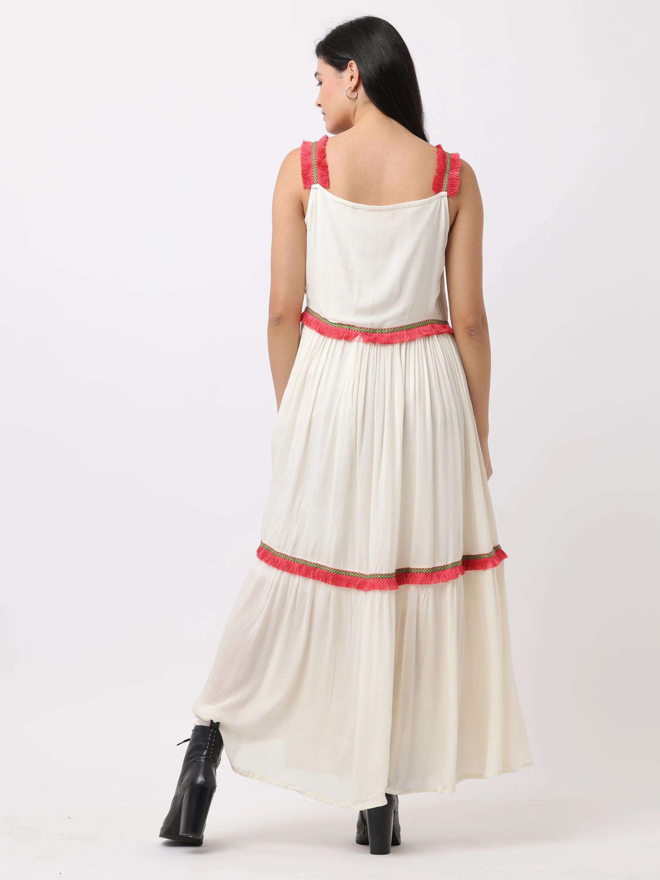 Women White Rayon Dress - Image 3