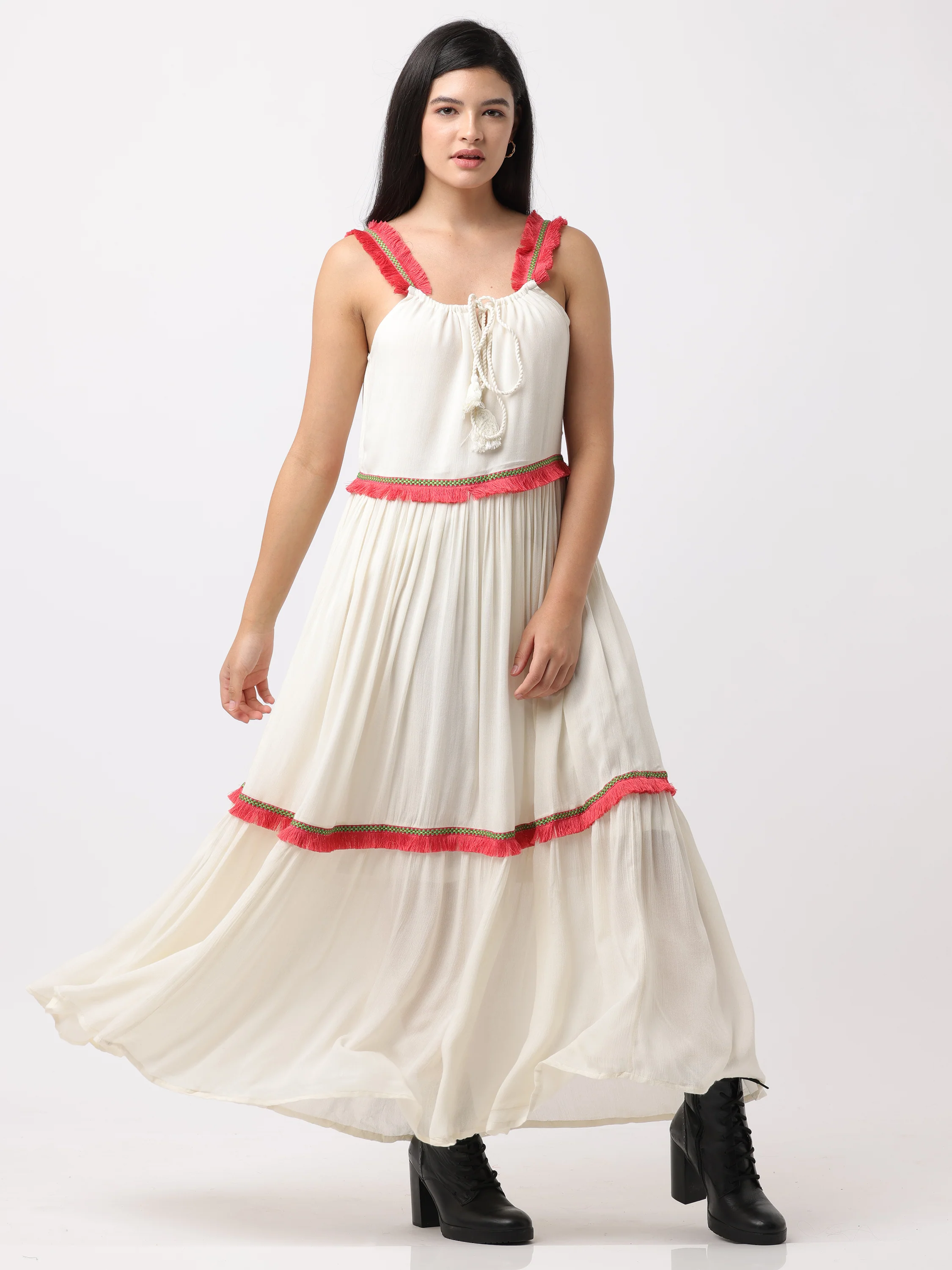 Women White Rayon Dress - Image 6