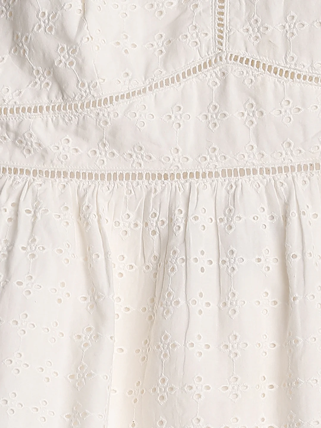 Women White Chic Schiffli Dress - Image 8