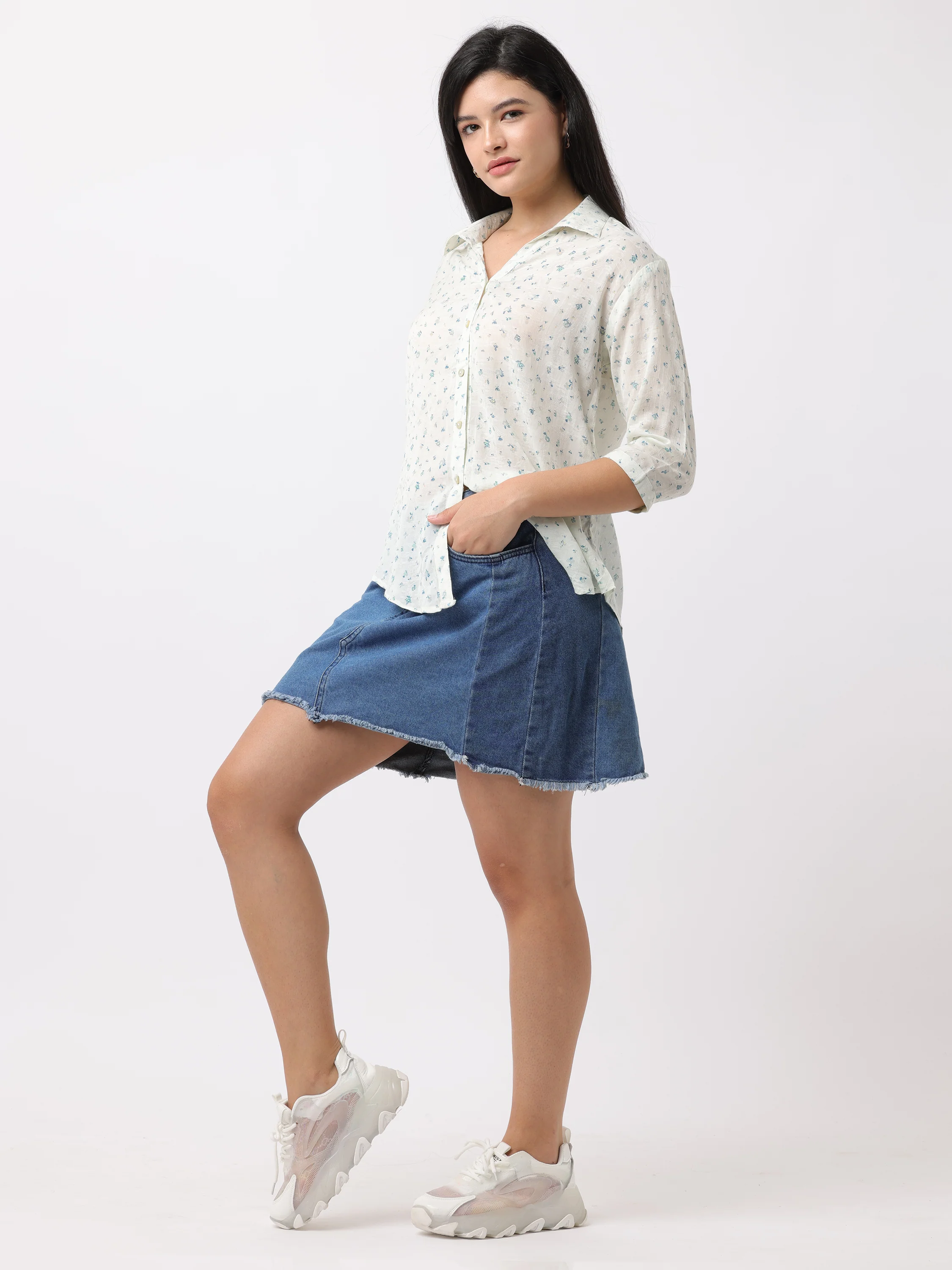 Women White Regular Fit Printed Shirt - Image 2