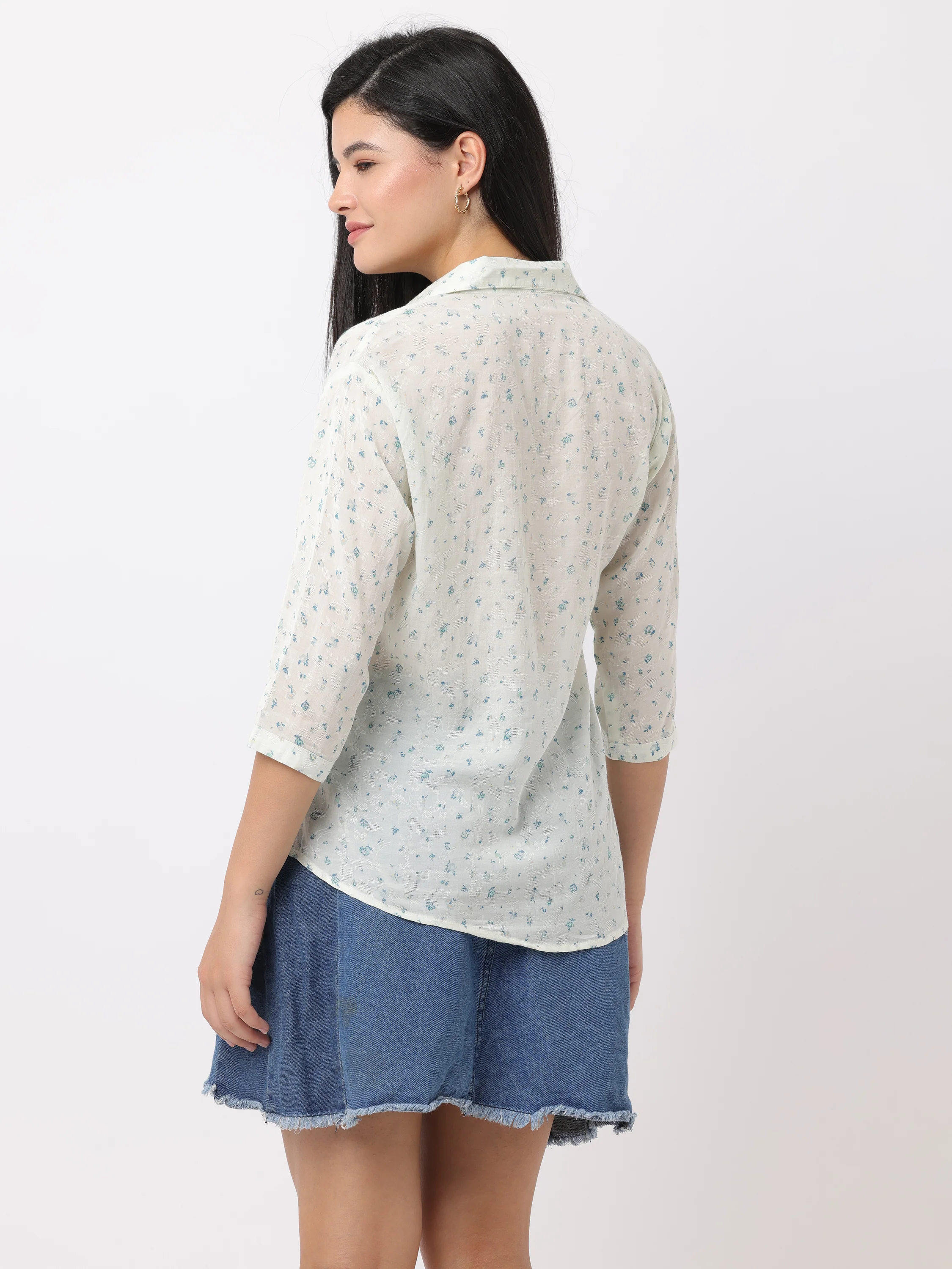 Women White Regular Fit Printed Shirt - Image 3
