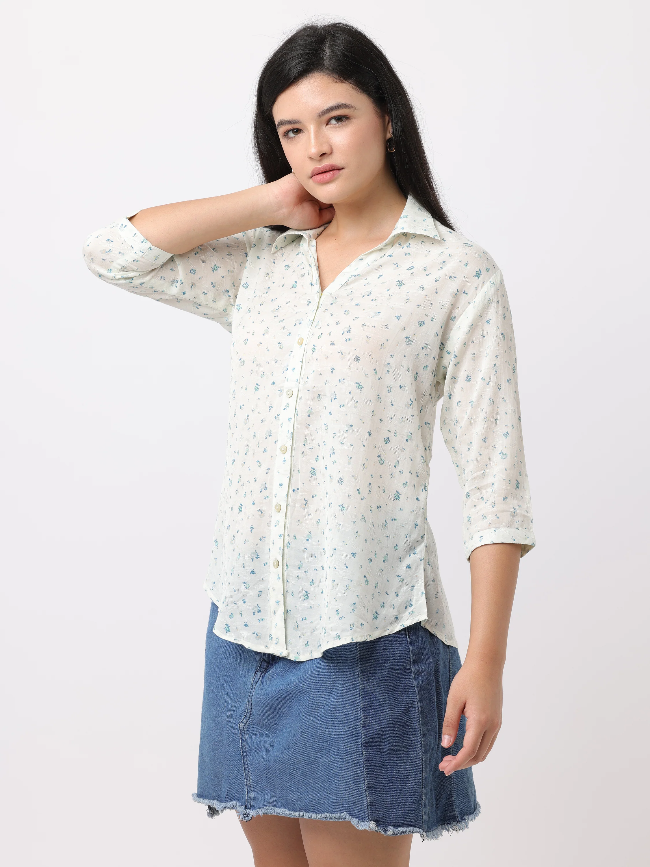 Women White Regular Fit Printed Shirt - Image 4