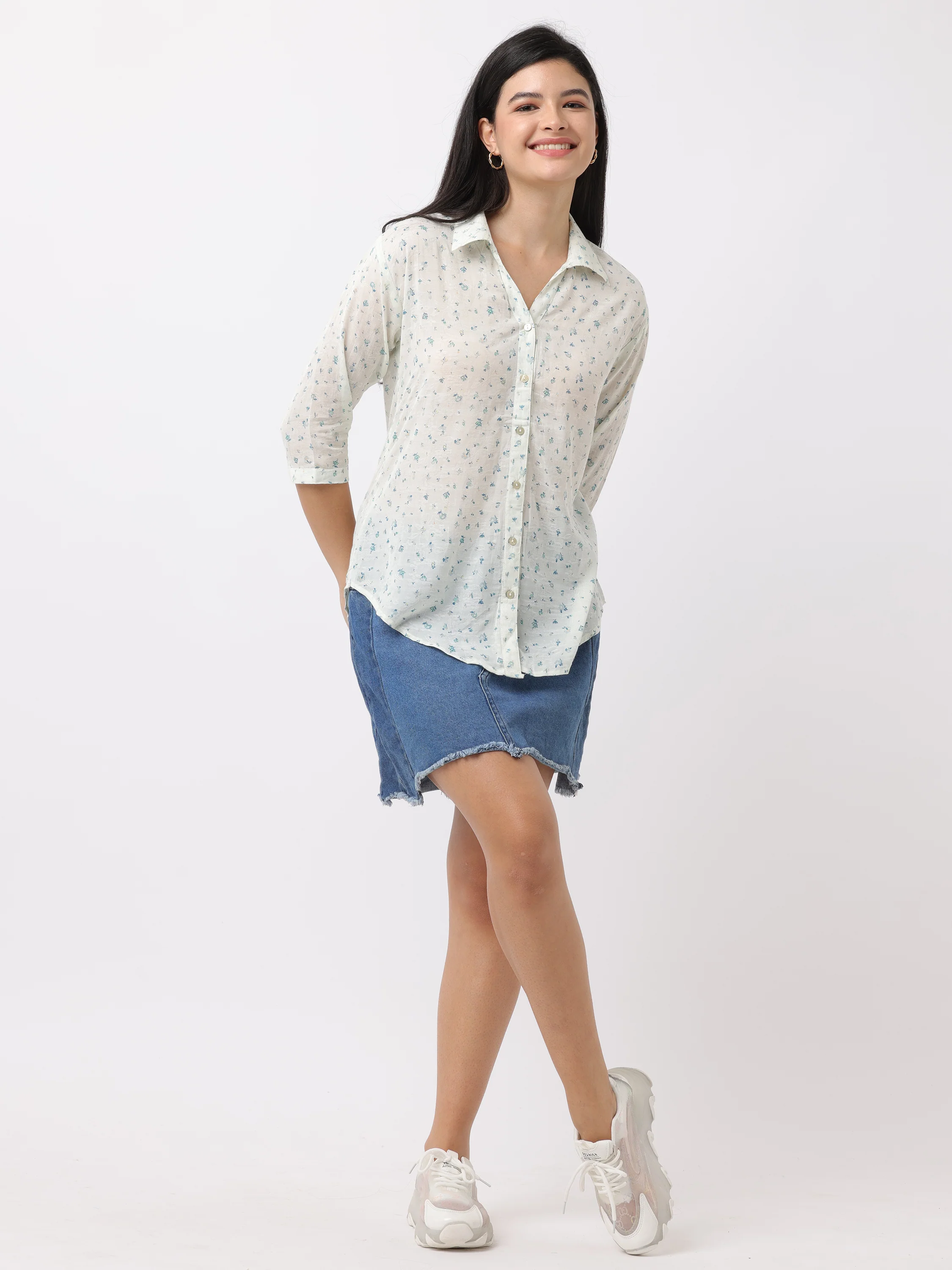 Women White Regular Fit Printed Shirt - Image 6