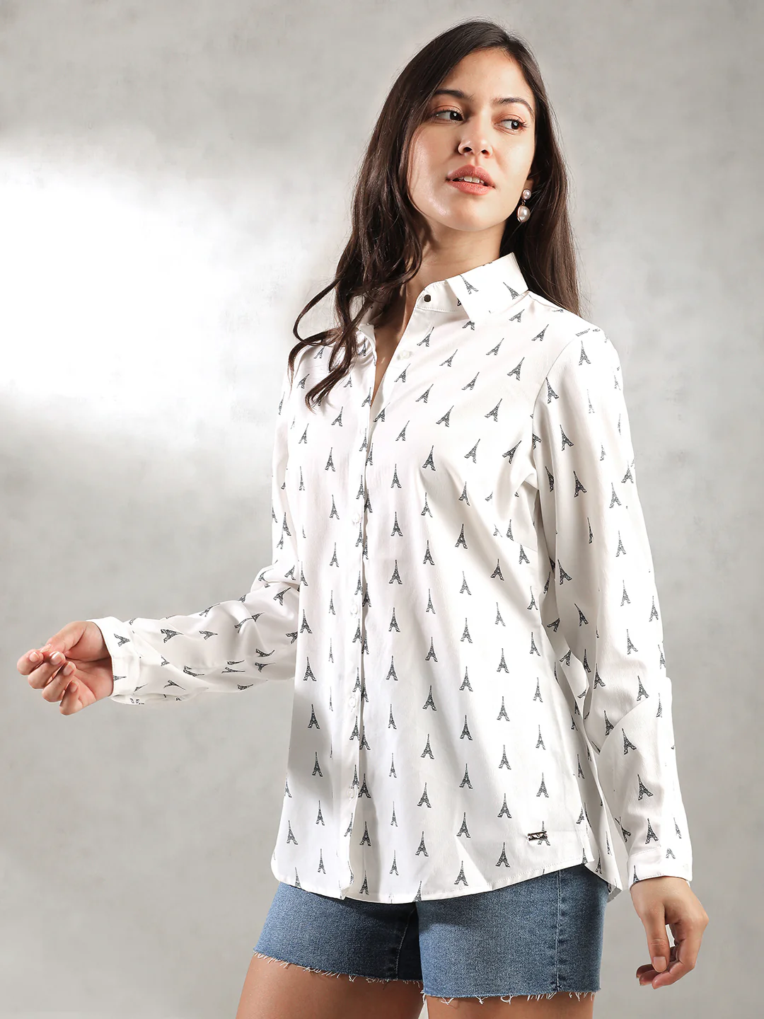 Women White Printed Shirt - Image 4