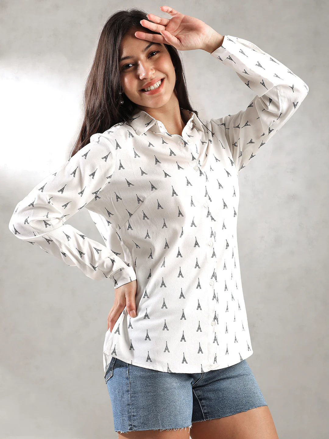 Women White Printed Shirt - Image 5