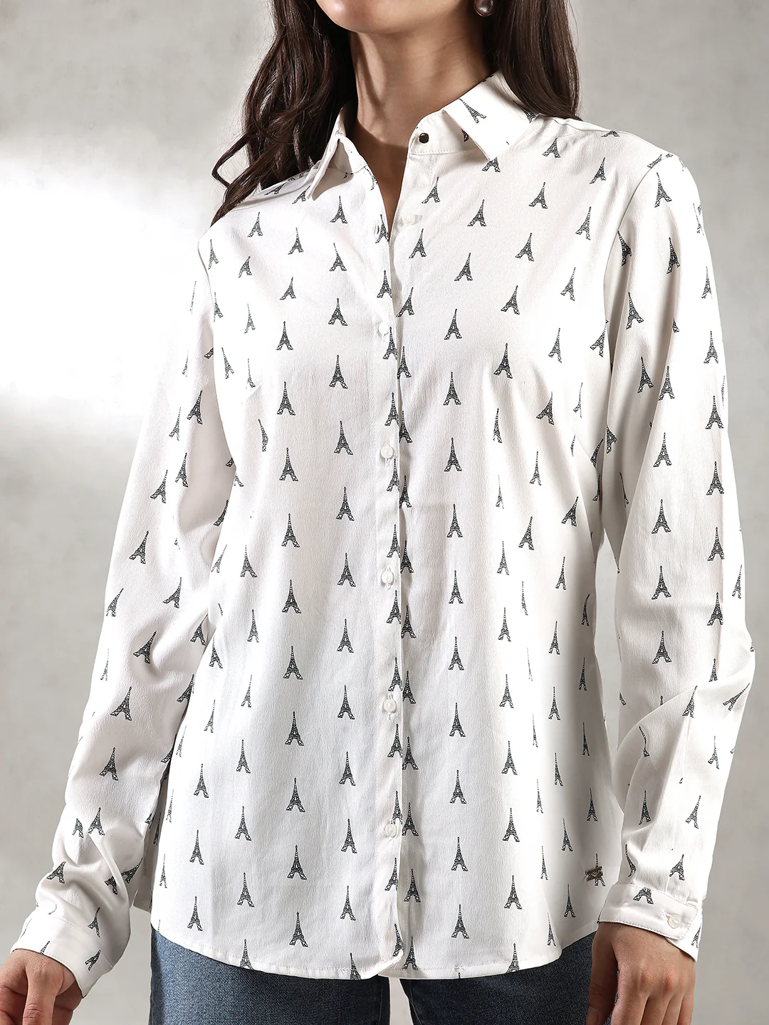 Women White Printed Shirt - Image 6