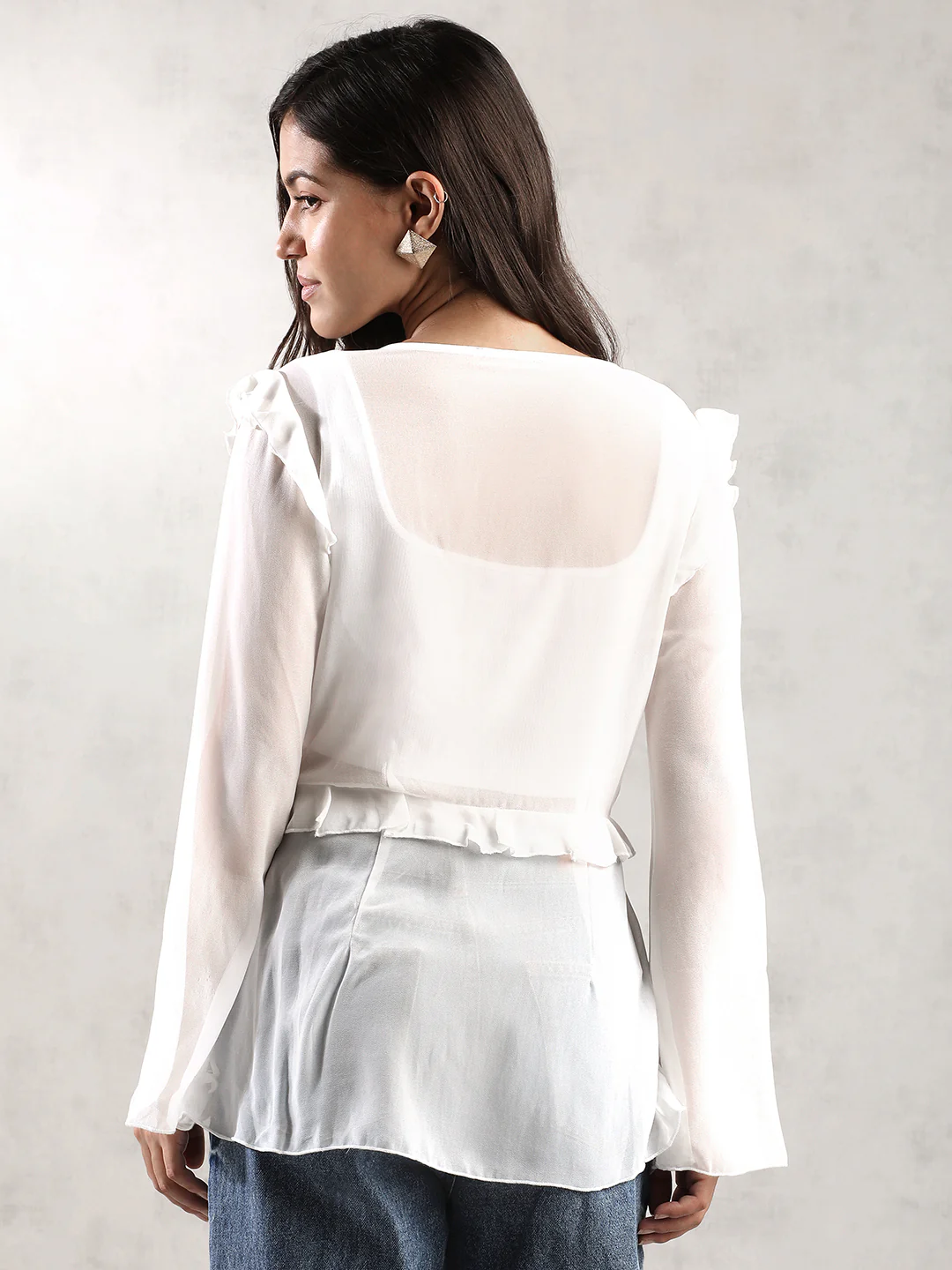Women White Front Tie Up Top - Image 3