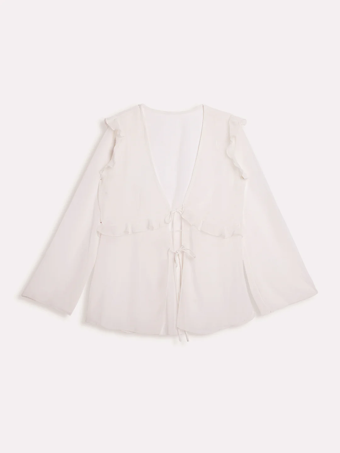 Women White Front Tie Up Top - Image 7