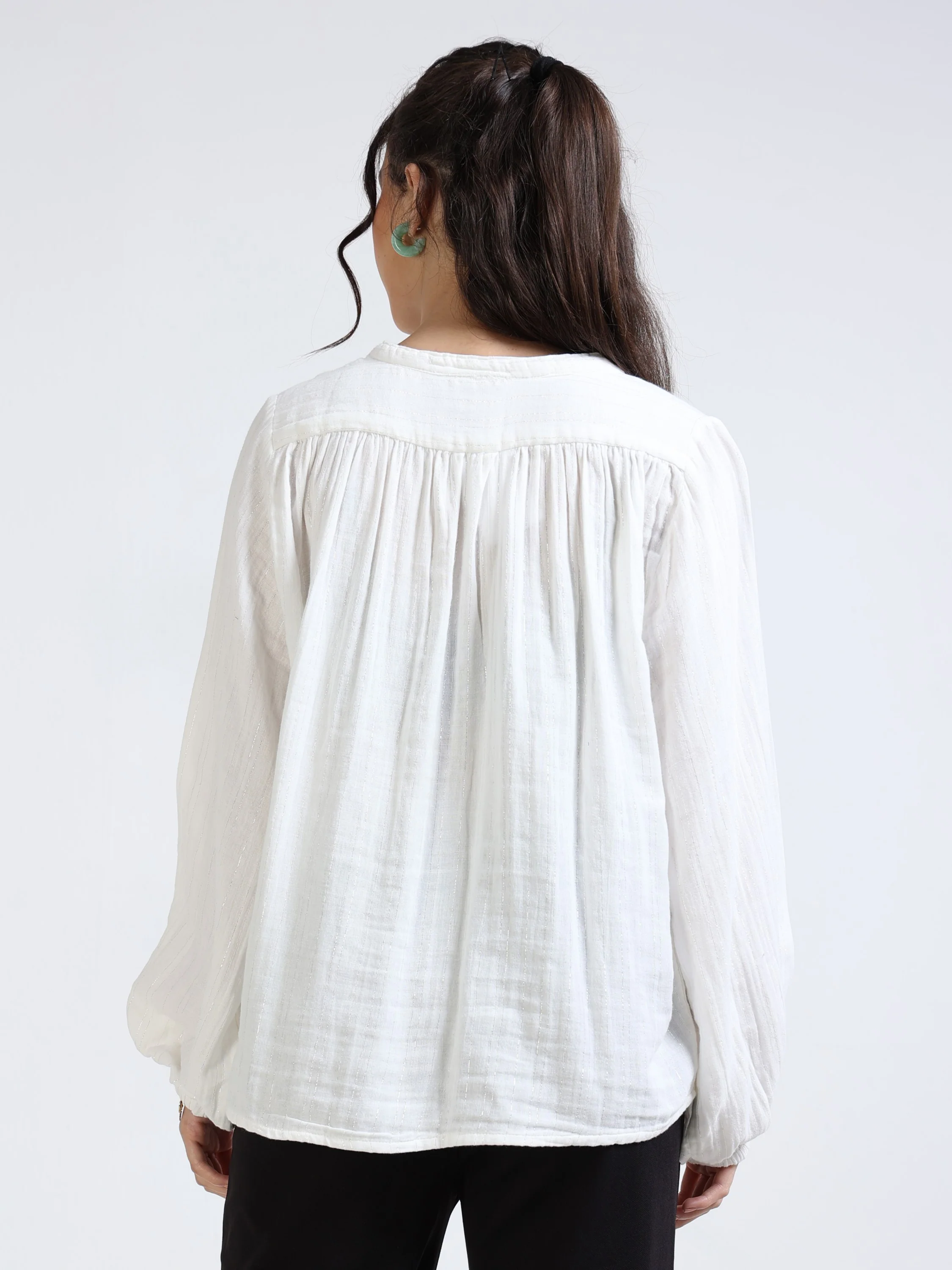 Women Lurex Blend Relaxed Top - Image 3