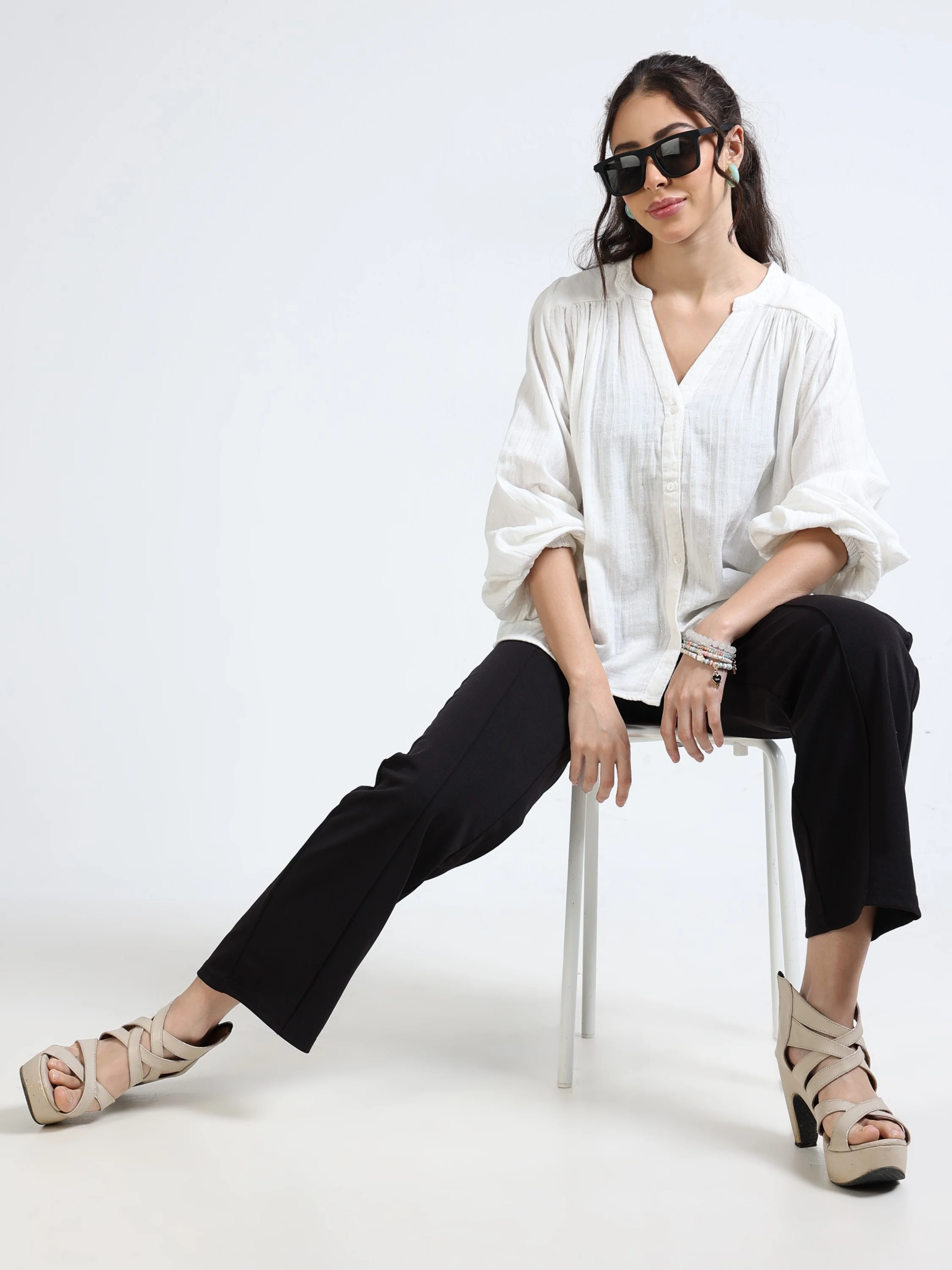 Women Lurex Blend Relaxed Top - Image 6