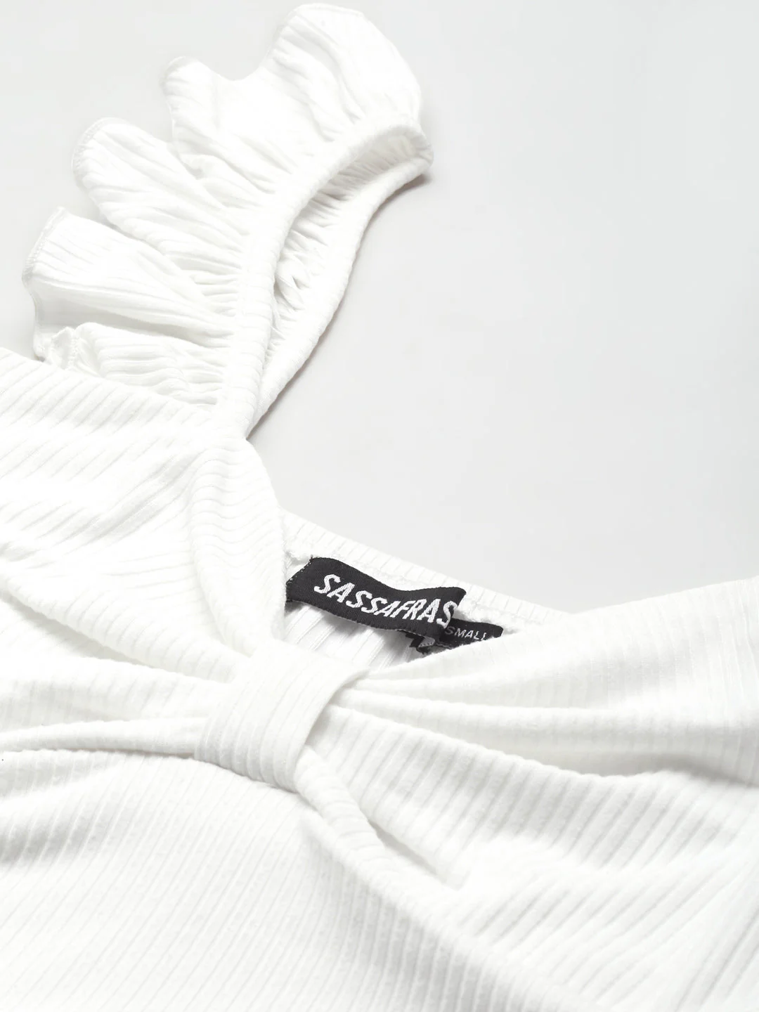 Women White Rib  Crop Top - Image 2