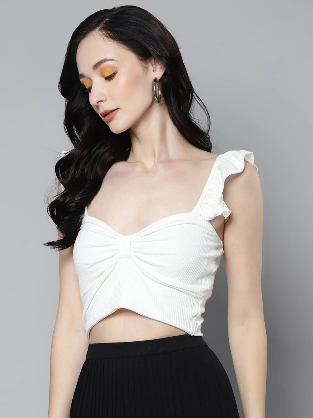 Women White Rib  Crop Top - Image 4
