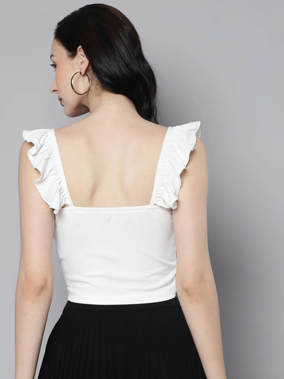 Women White Rib  Crop Top - Image 5