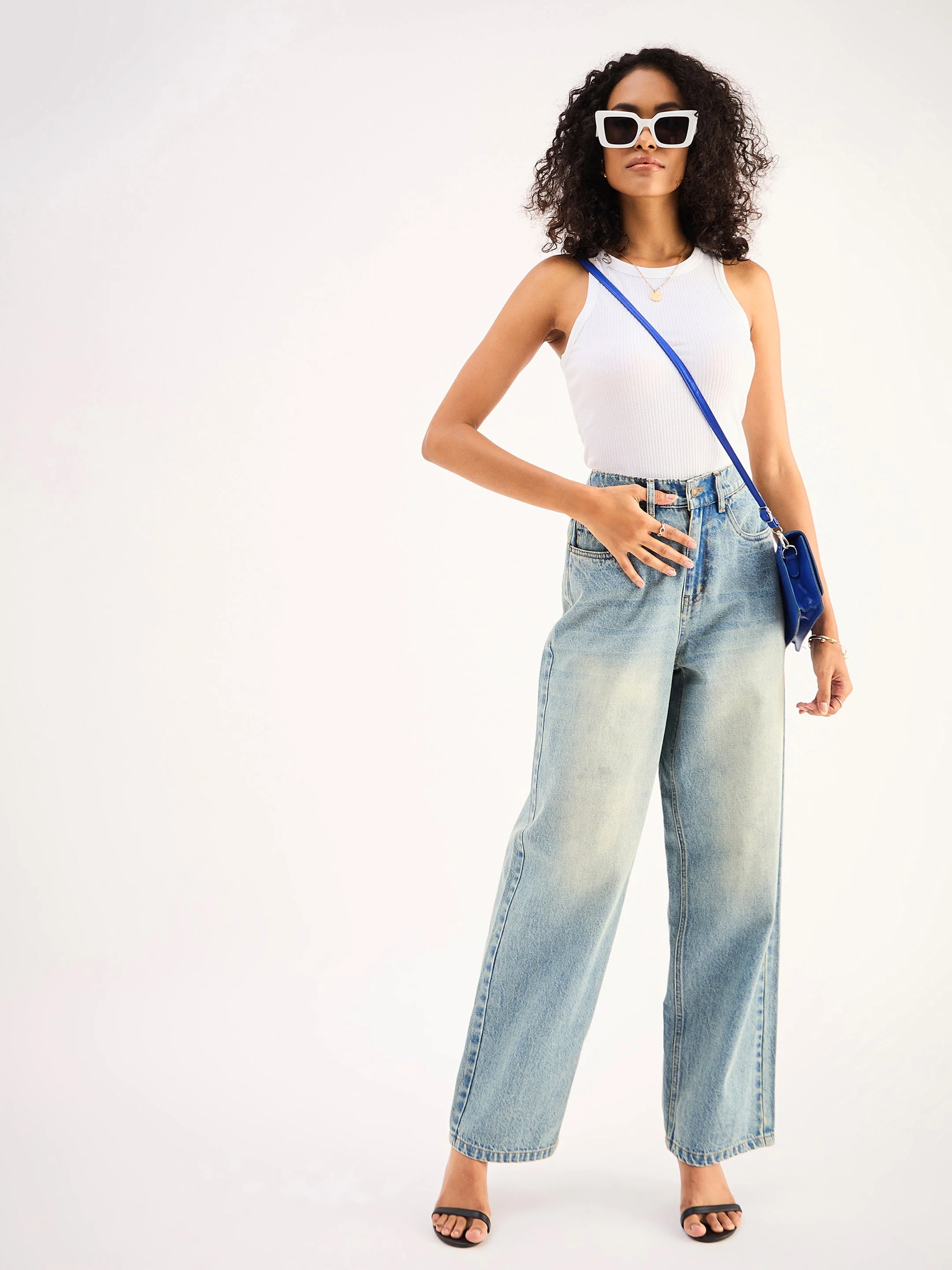 Women White Ribbed Vest Top - Image 4