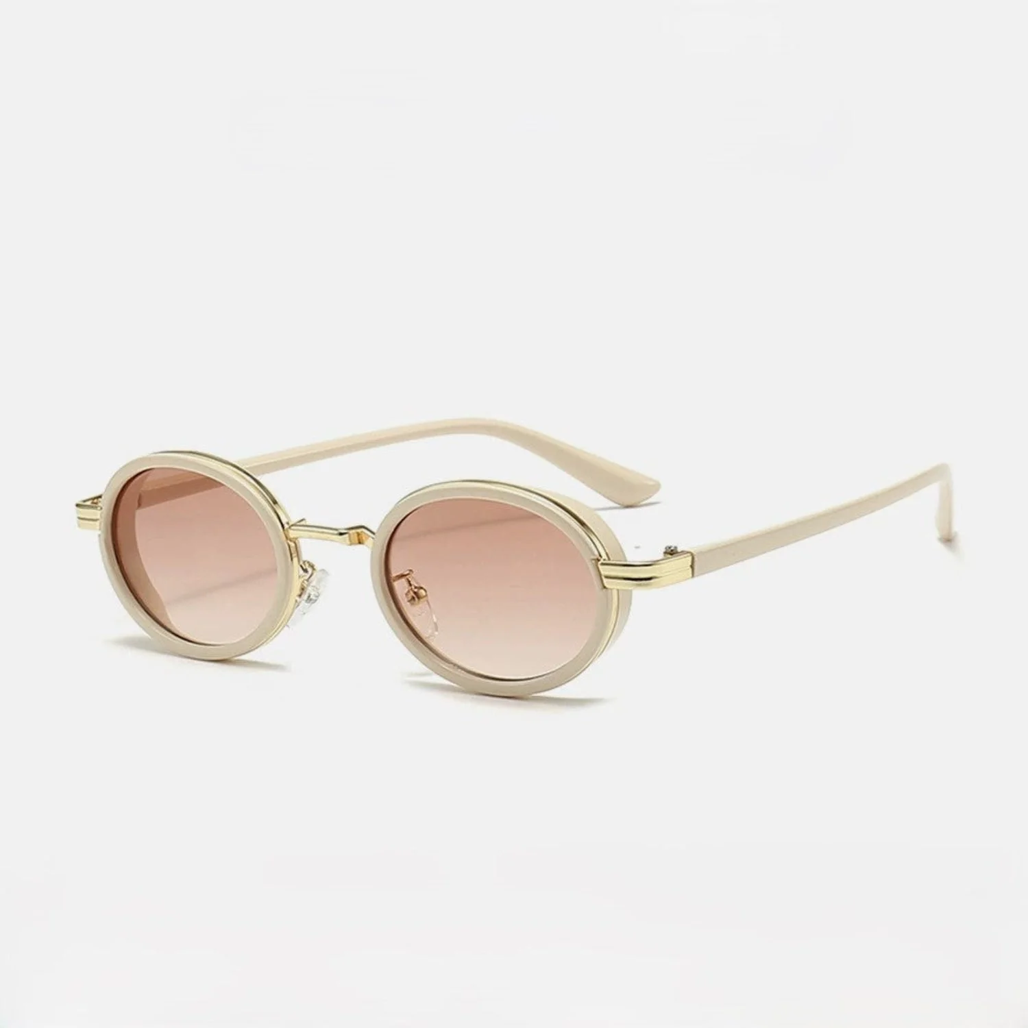 Women White Round Brown Sunglasses - Image 4