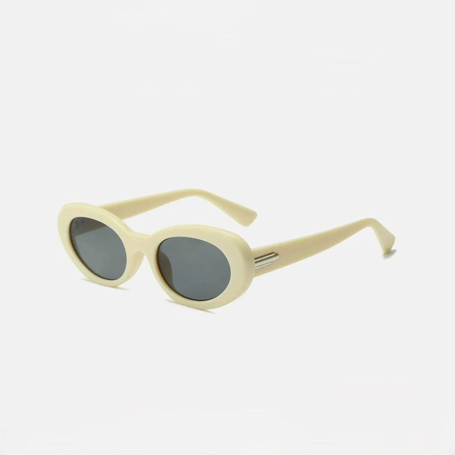 Women White Round Lens Sunglasses - Image 2