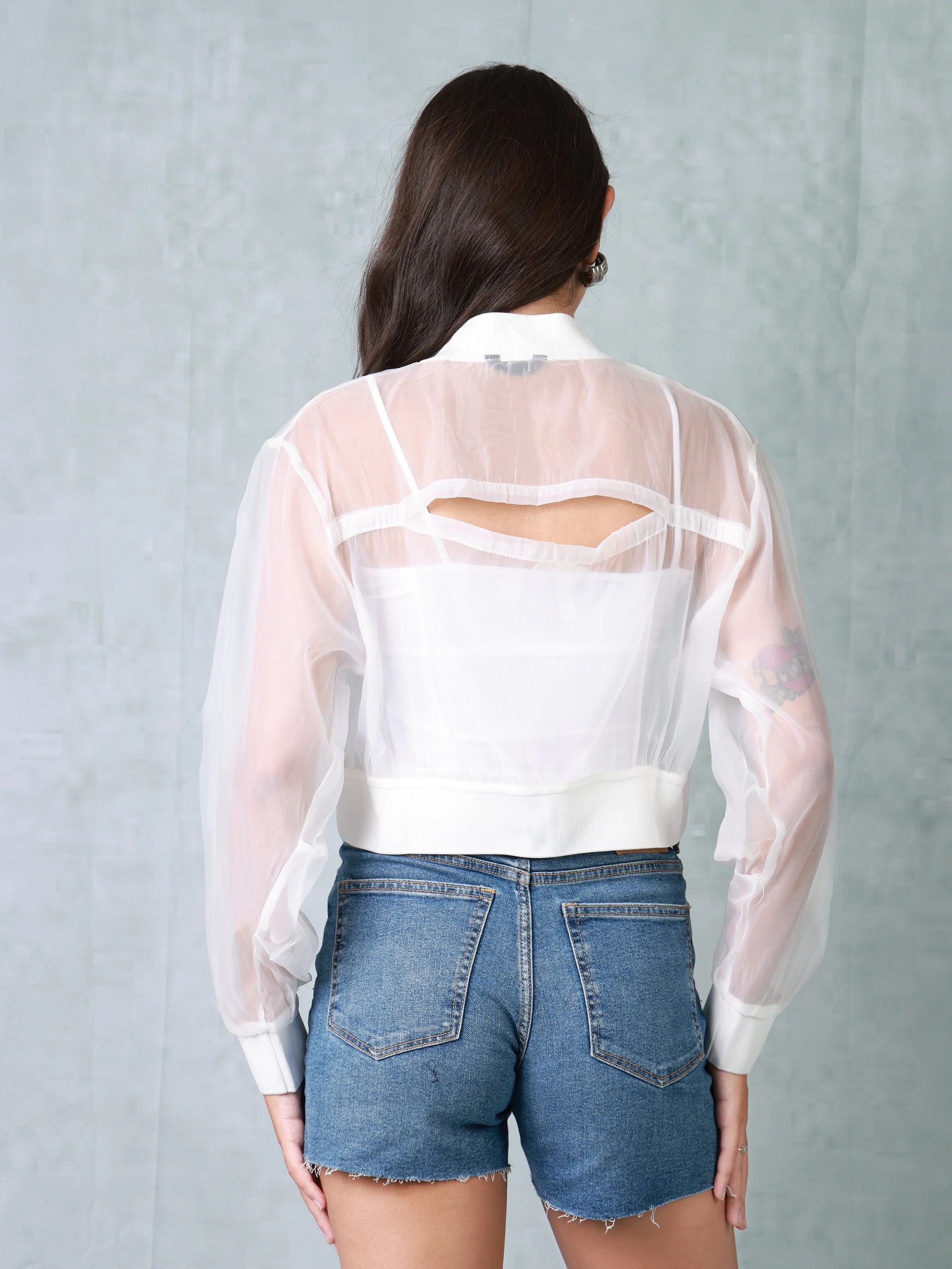 Women White See Through Jacket - Image 2