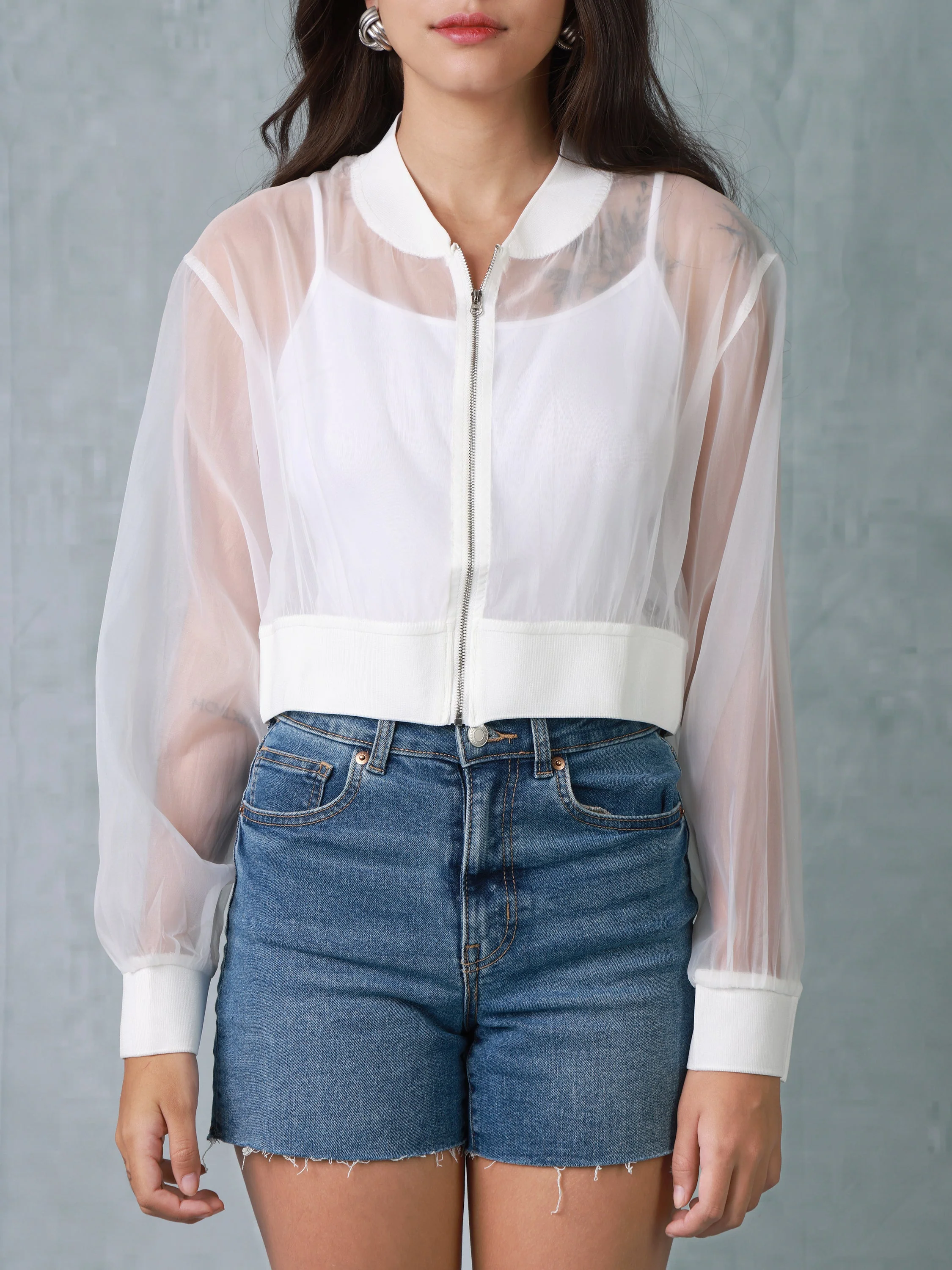 Women White See Through Jacket - Image 6