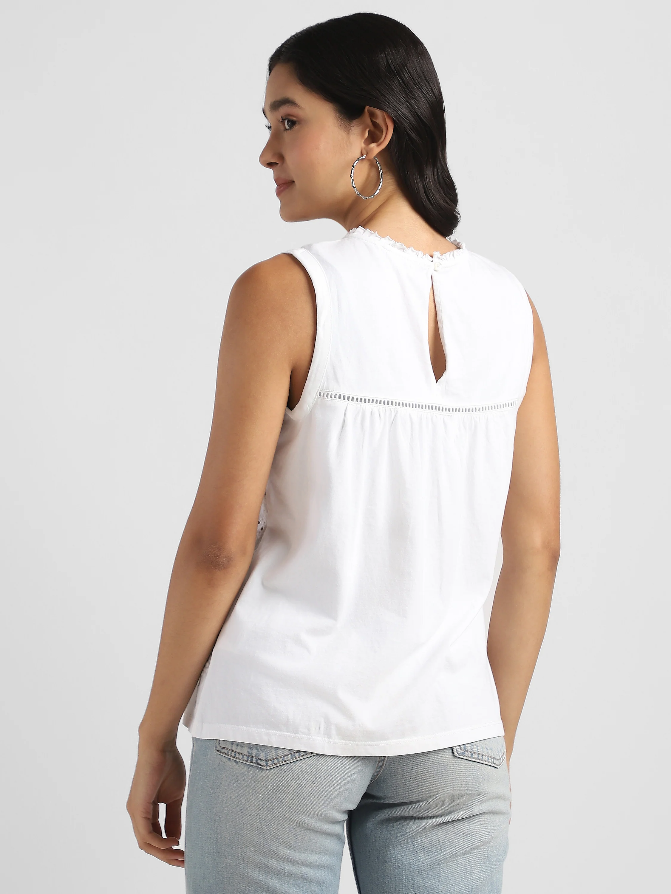 Women Cotton White Shiffli Embroidered Top - Image 2