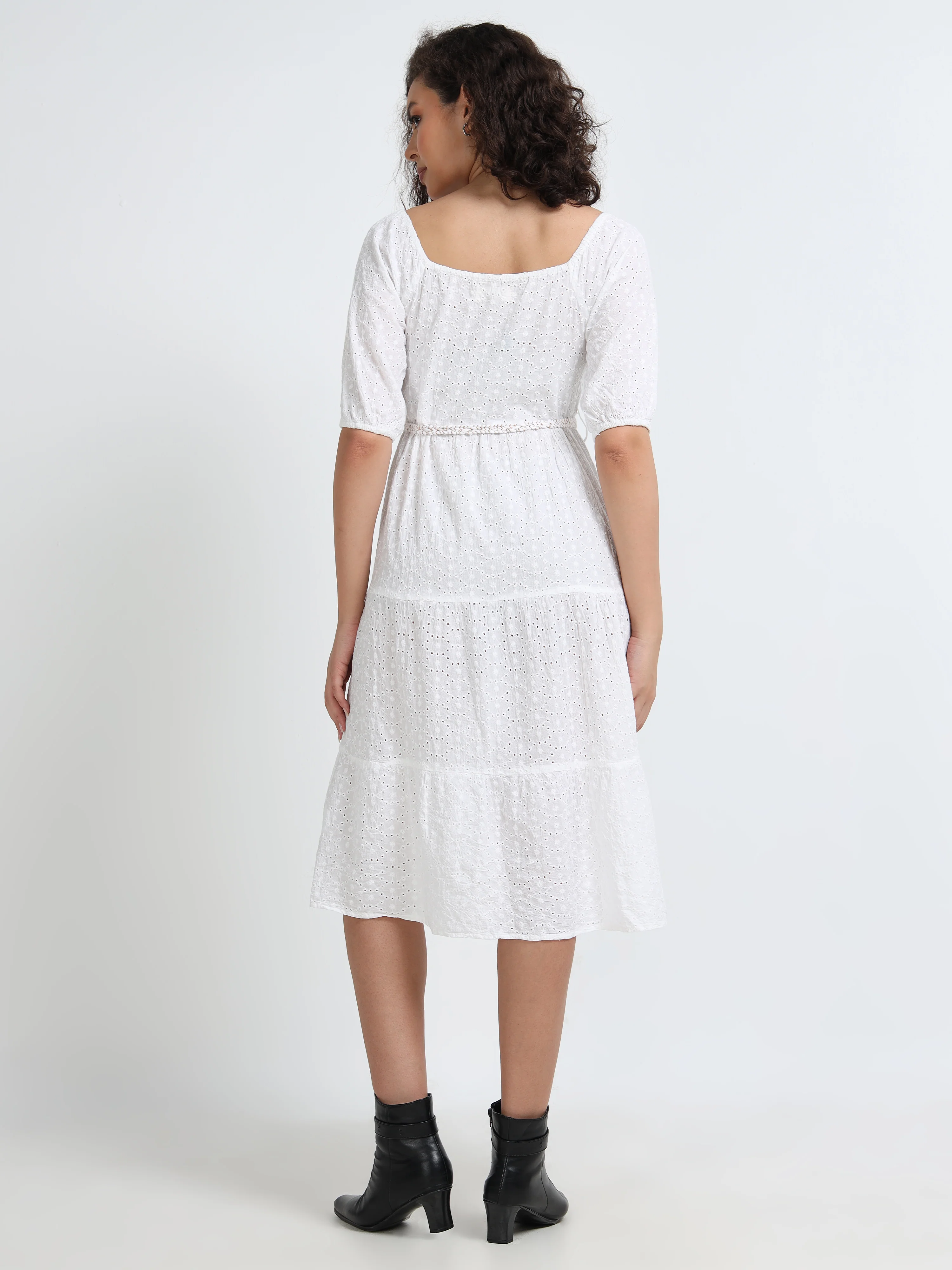 Women Schiffli Fit & Flare Dress - Image 6