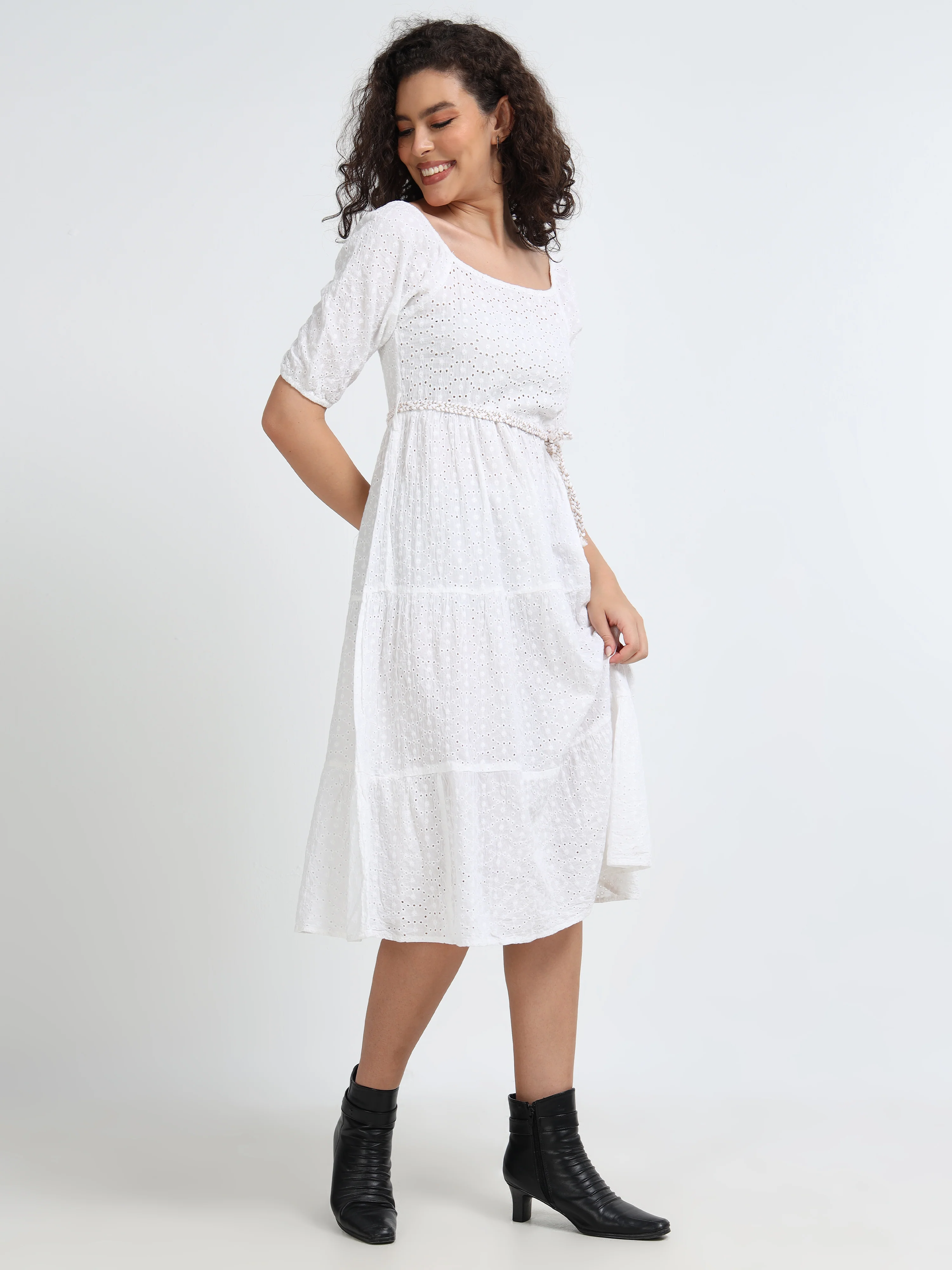 Women Schiffli Fit & Flare Dress - Image 7