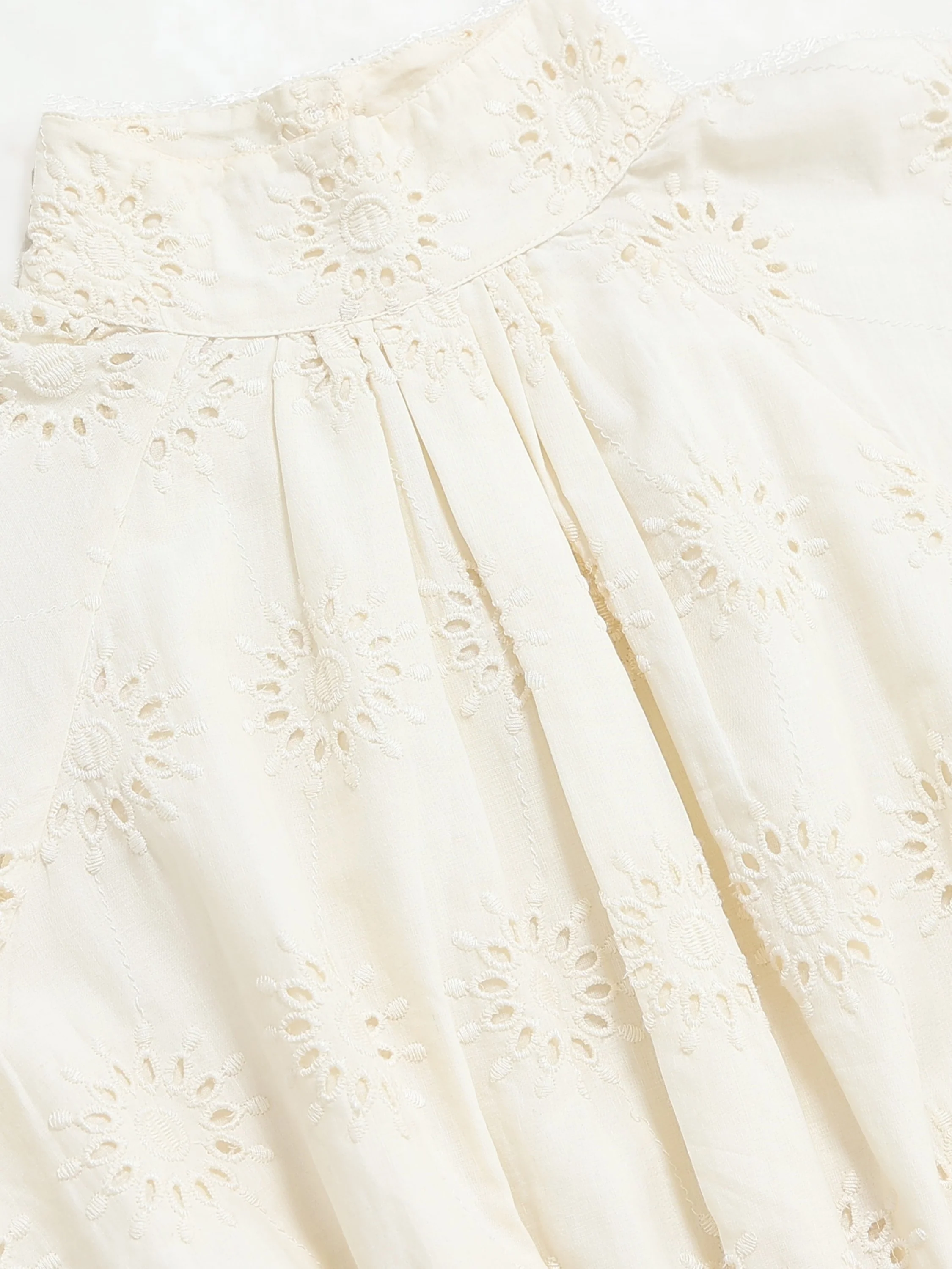 Women White Schiffli Fit & Flare Dress - Image 7