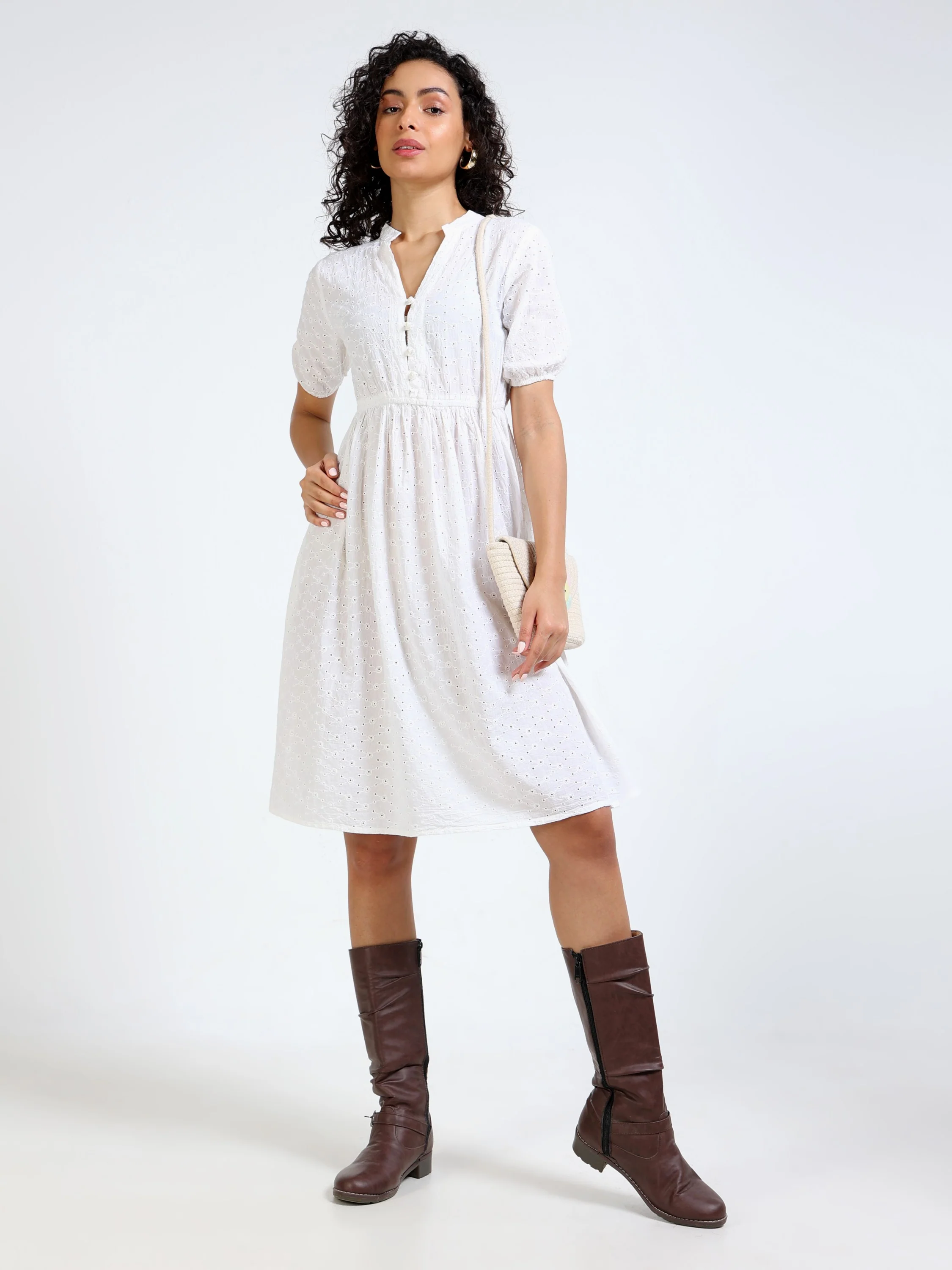 Women Schiffli Midi Dress - Image 5