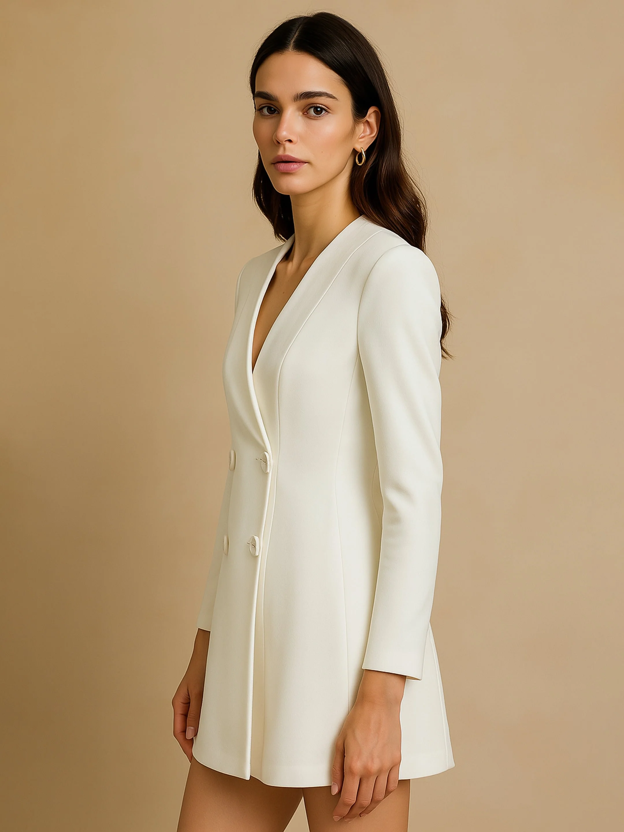 Women White  Short Dress - Image 3