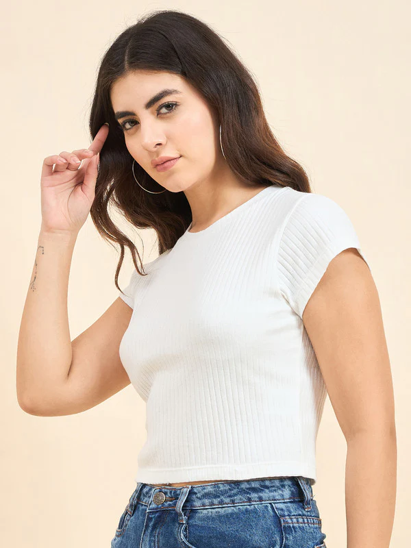 Women White Short Sleeve Tank Top - Image 3