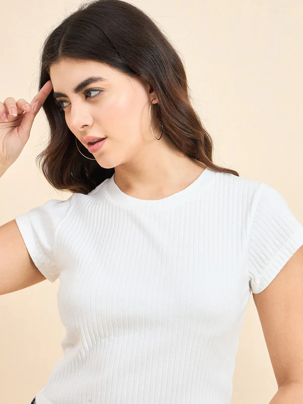 Women White Short Sleeve Tank Top - Image 4