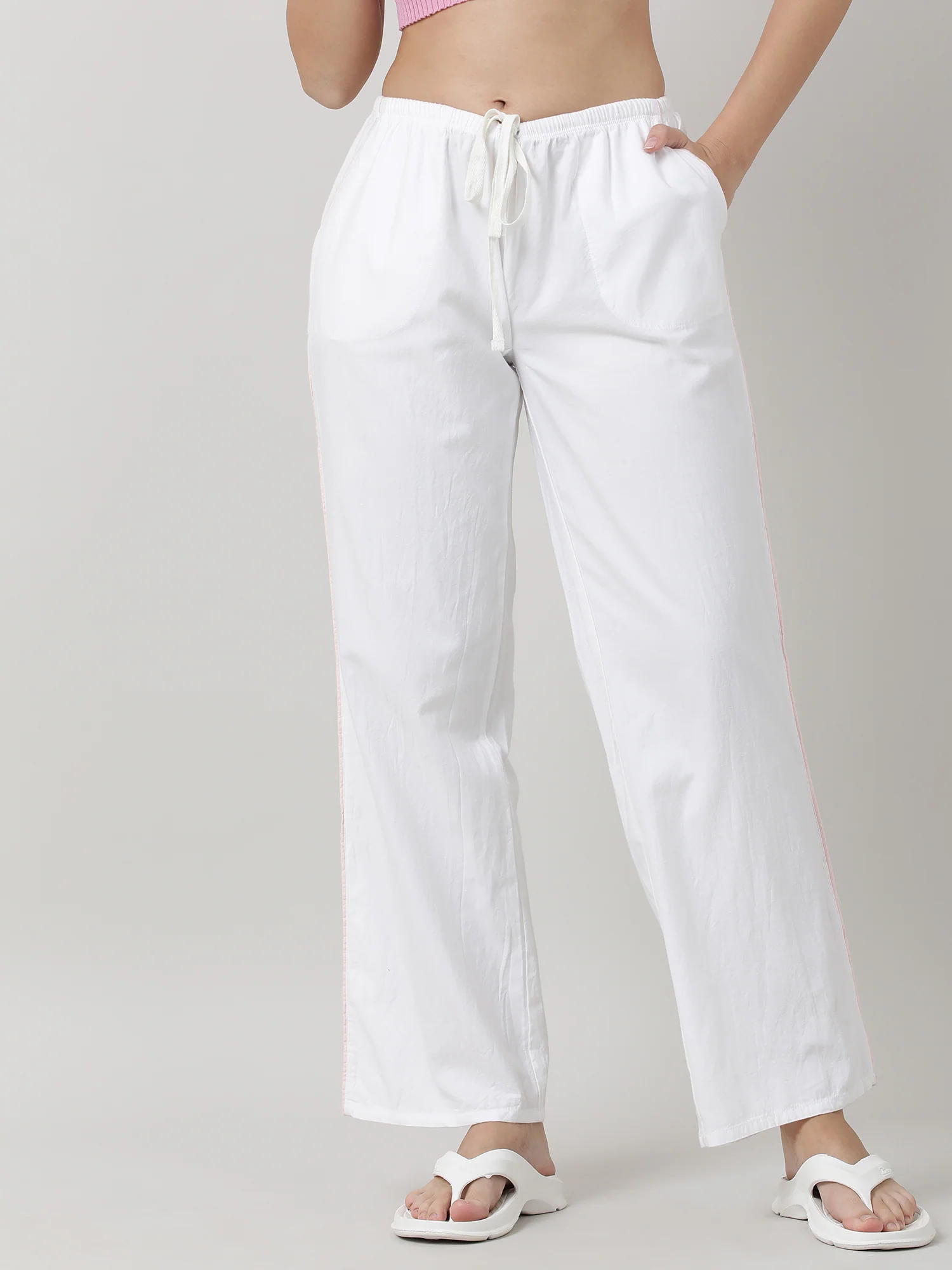 Women White Sleepwear Pants - Image 2