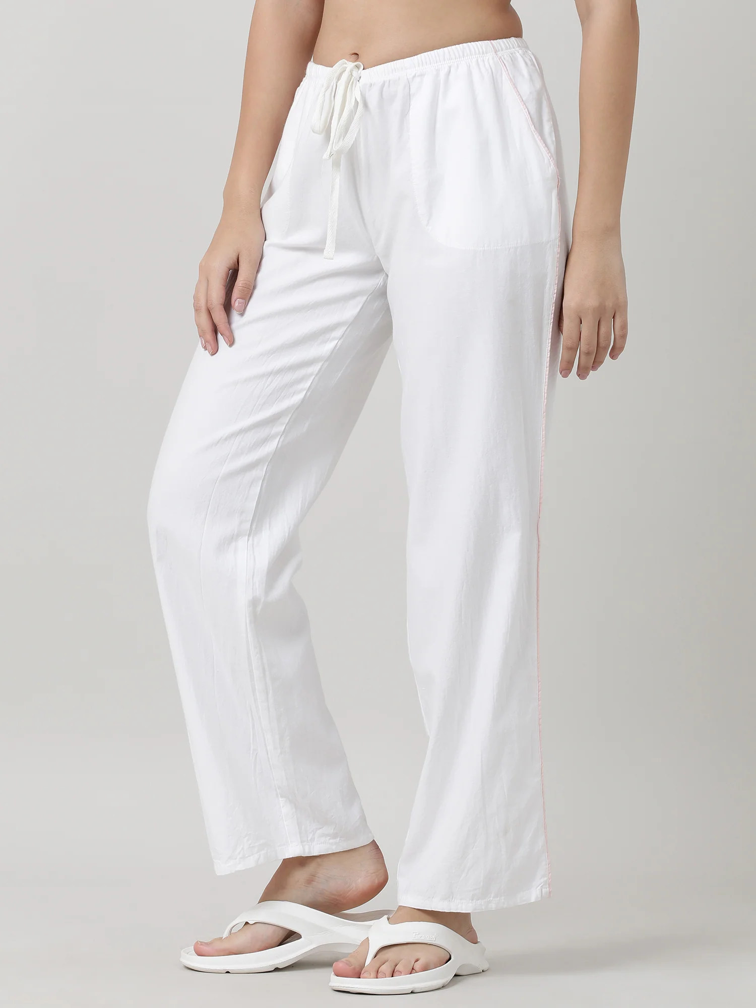 Women White Sleepwear Pants - Image 3