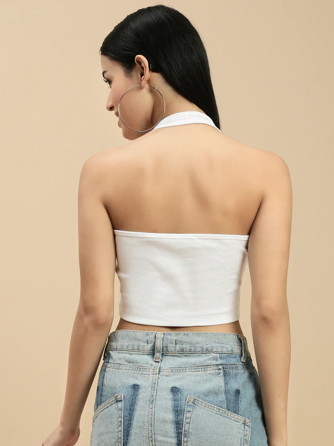 Women White Sleeveless Crop Top - Image 3