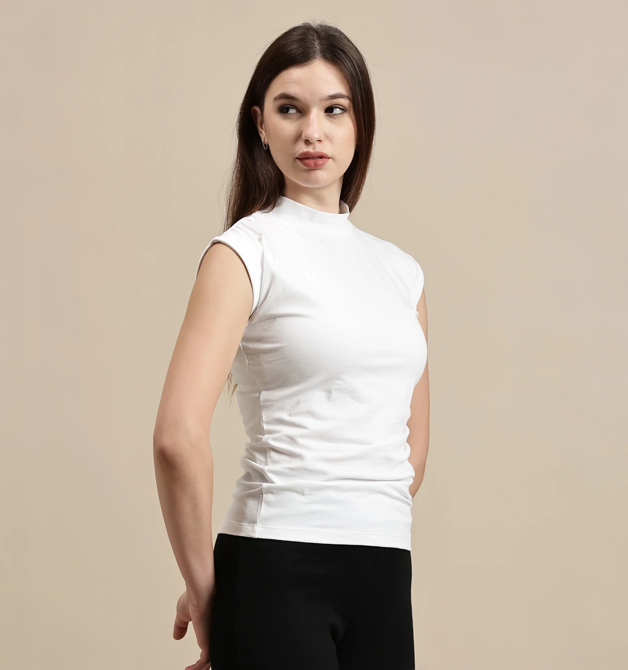 Women White Sleeveless Top - Image 3