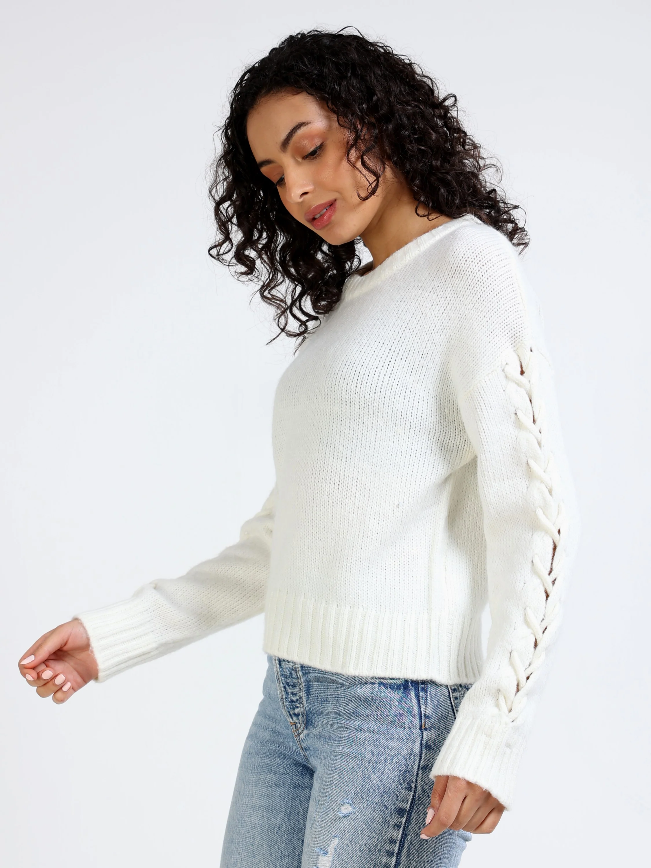 Women White Knit Pullover - Image 2