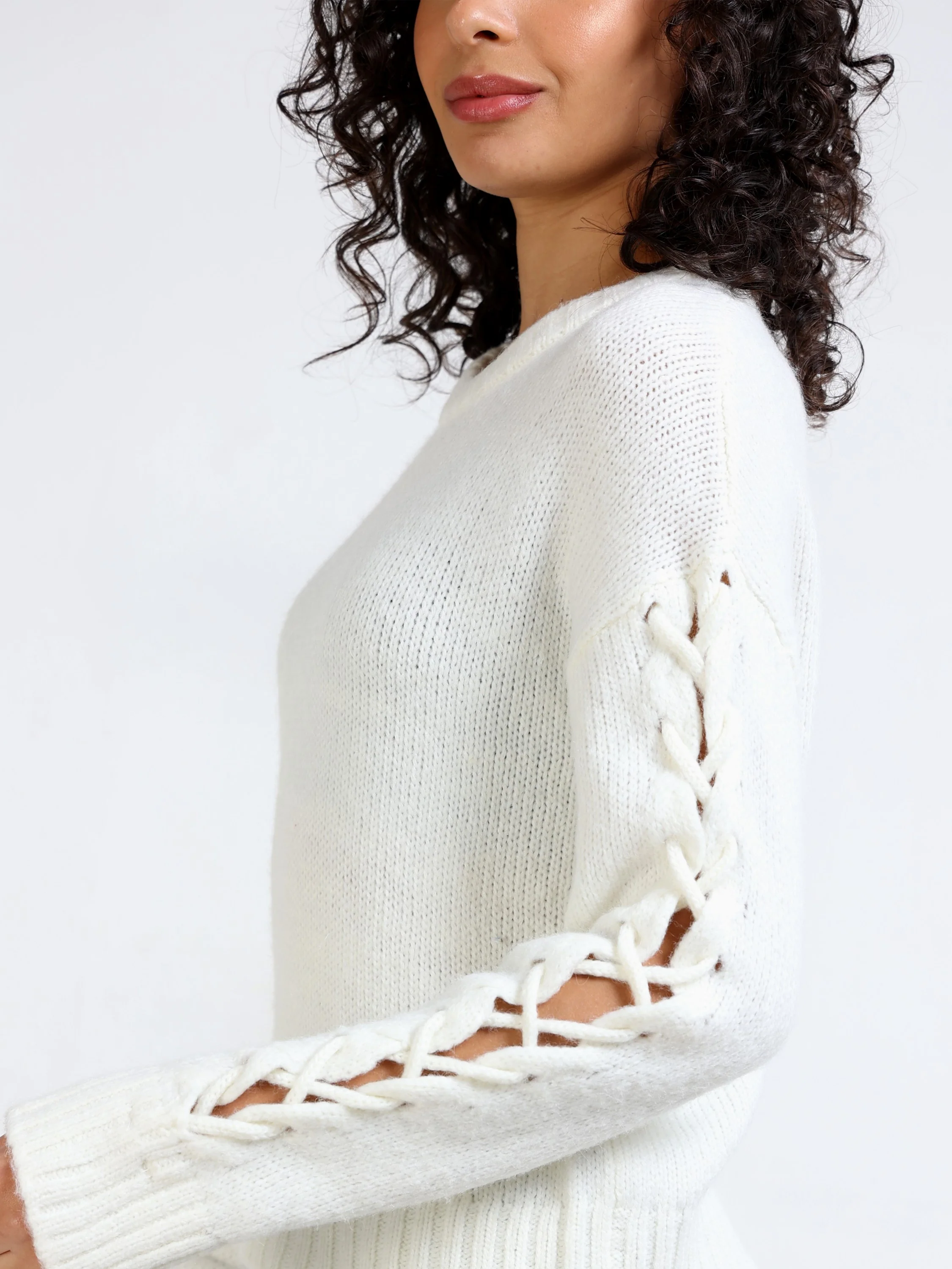 Women White Knit Pullover - Image 4