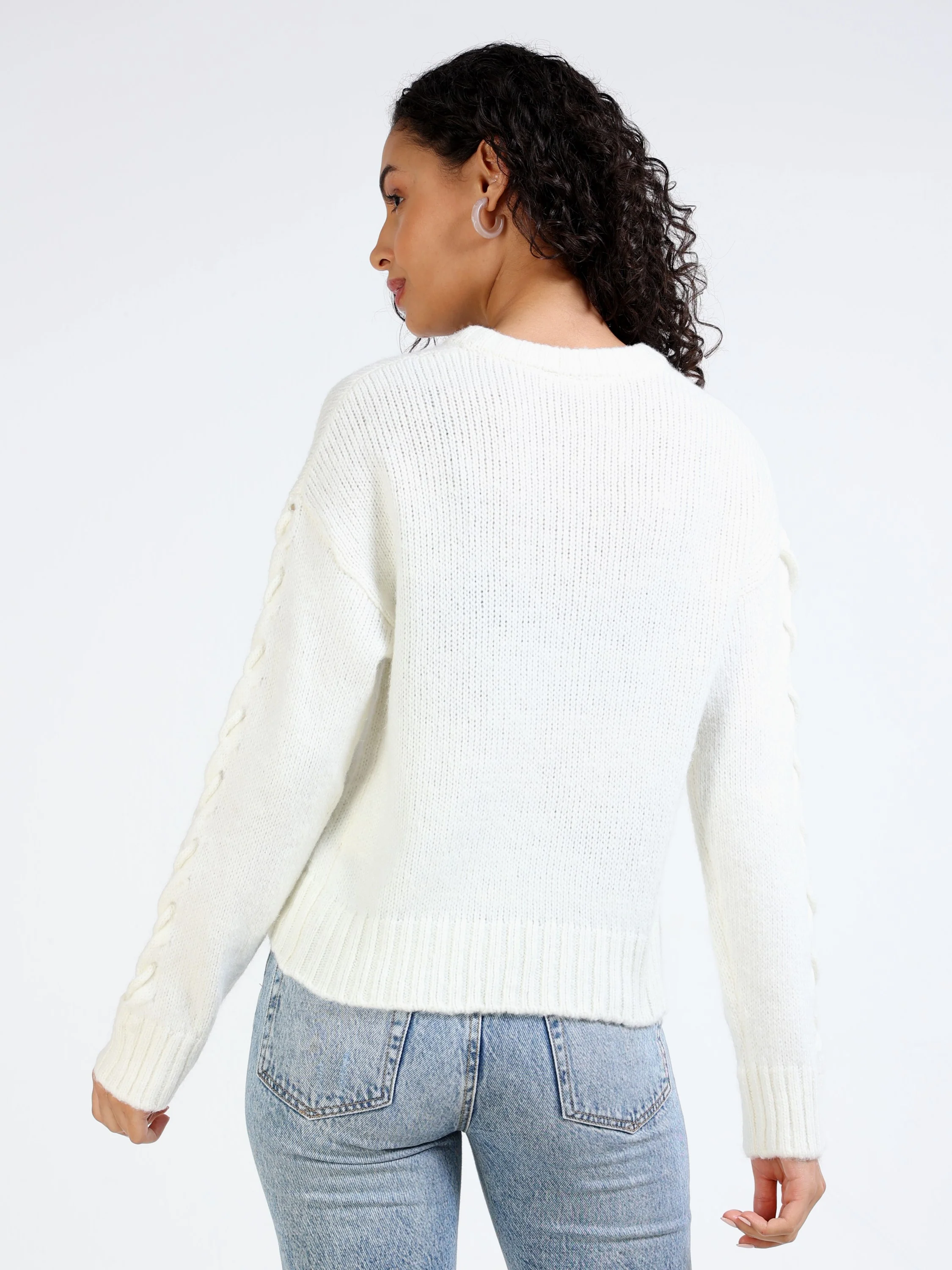 Women White Knit Pullover - Image 5