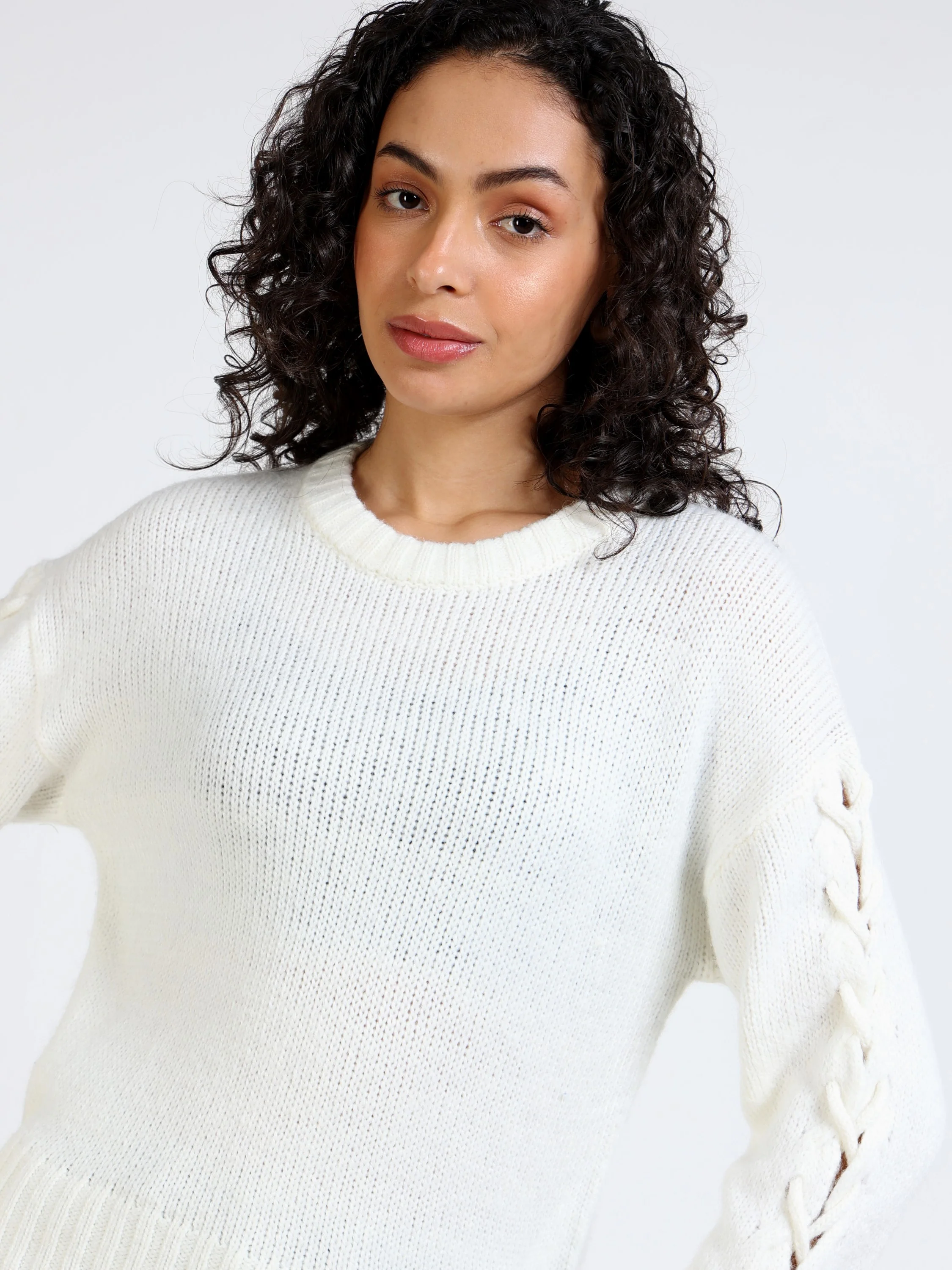 Women White Knit Pullover - Image 6
