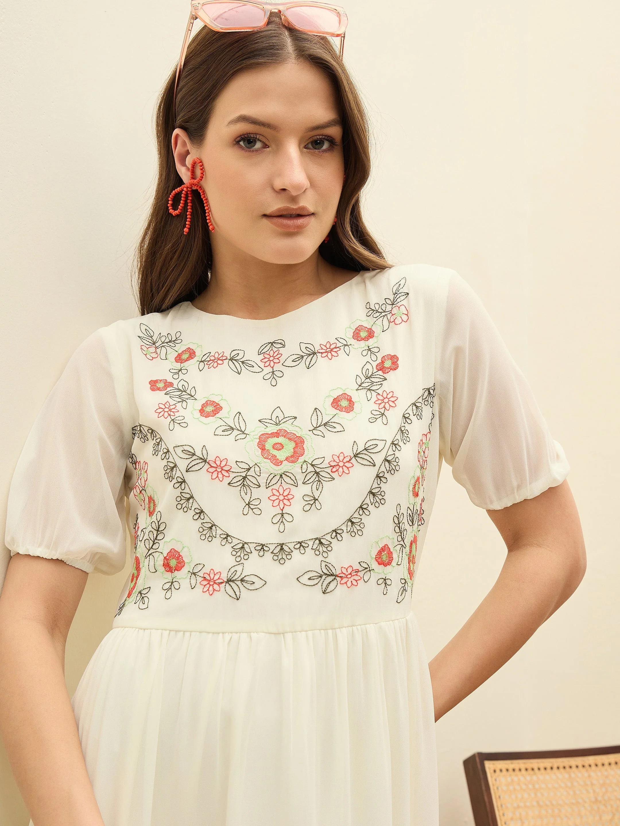 Women White Solid Tiered Maxi Dress - Image 4