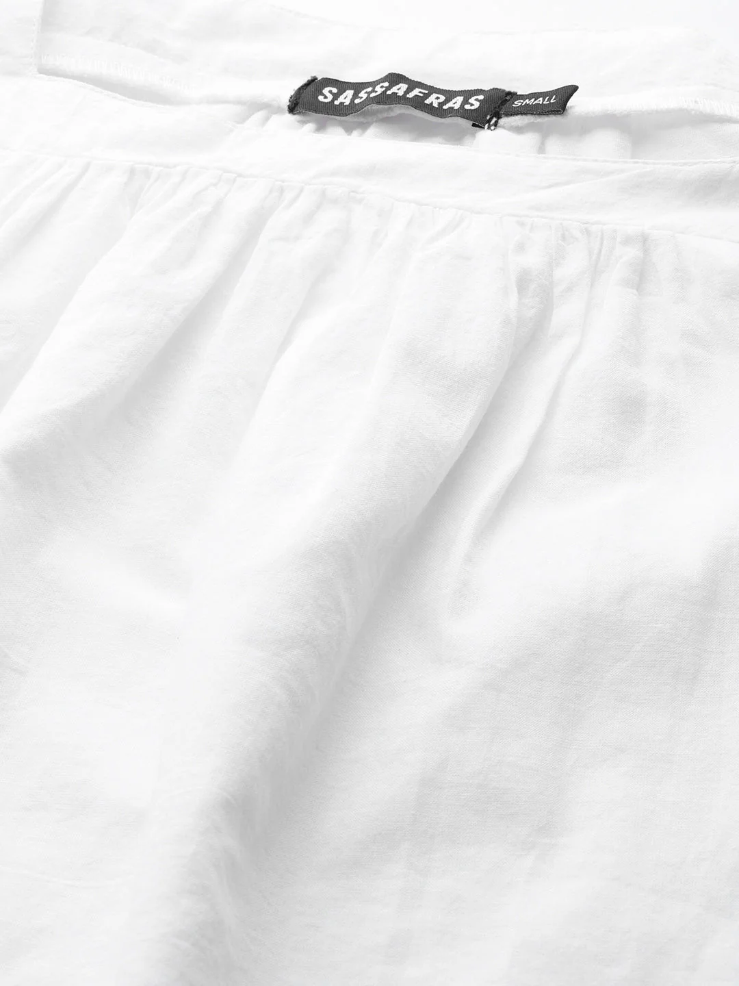 Women White Square Neck Schiffli Blouse - Image 5