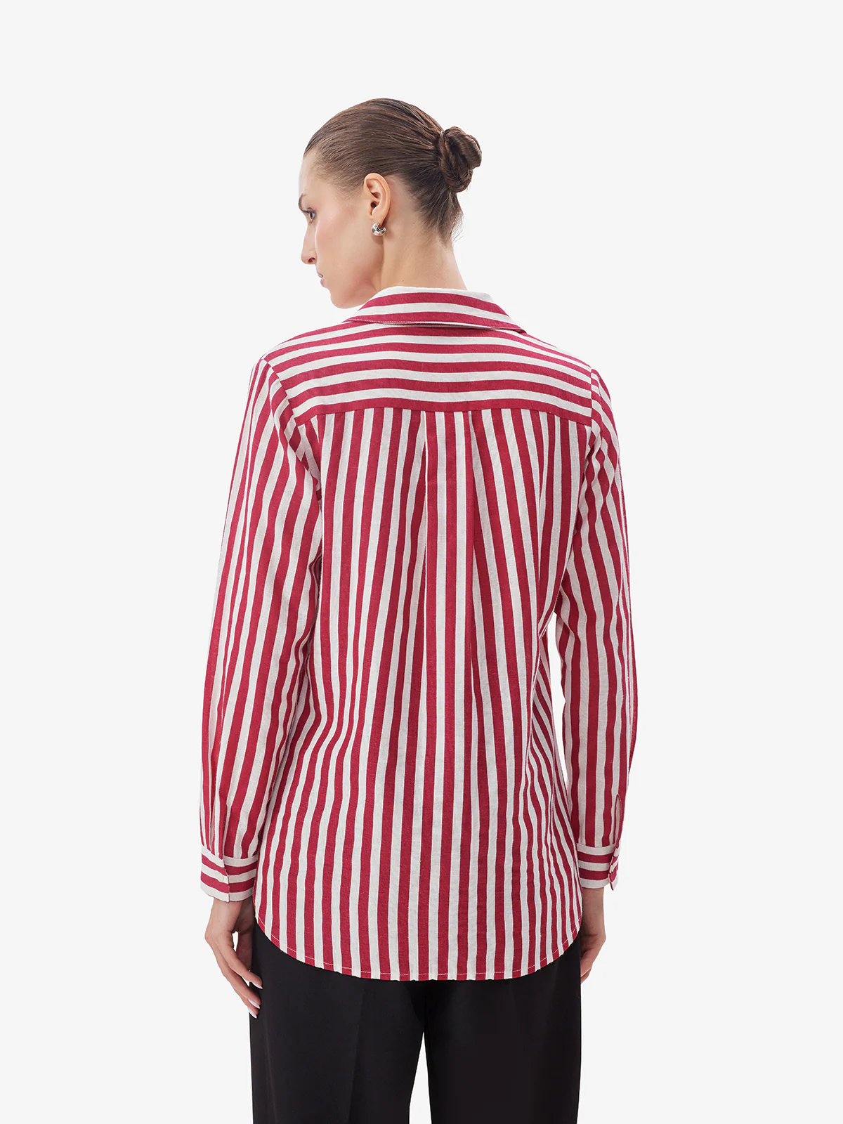 Women White Striped Button-Down Shirt - Image 2