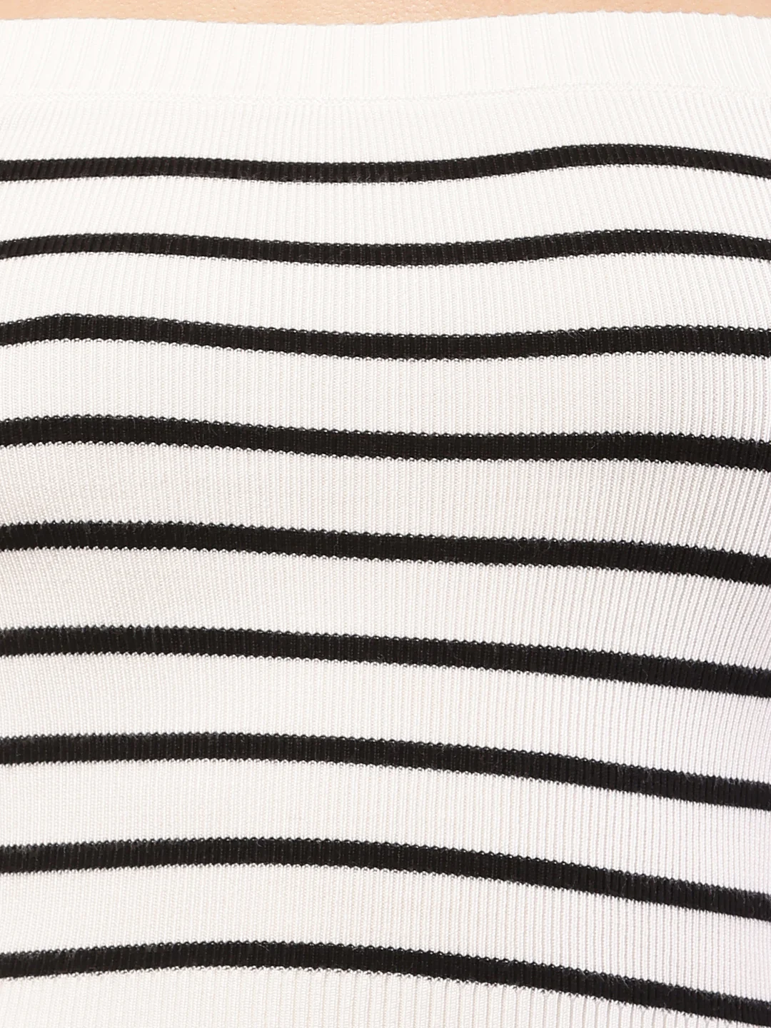 Women white viscose striped off-shoulder top. - Image 5