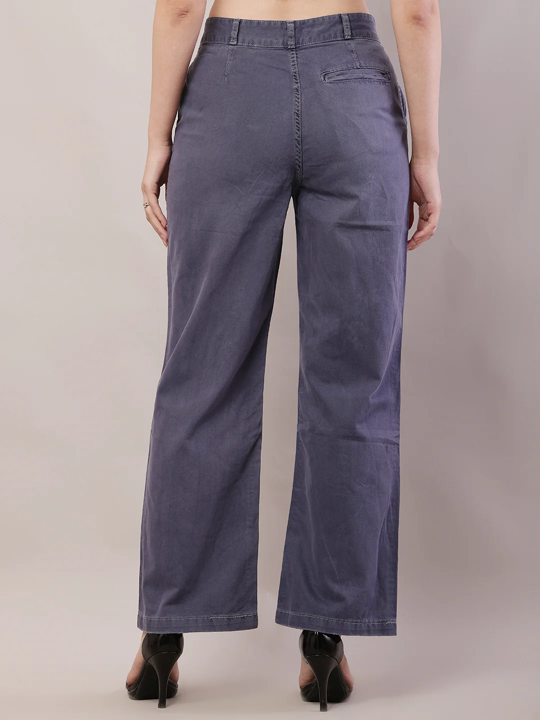 Women Wide Leg Grey Pant - Image 3