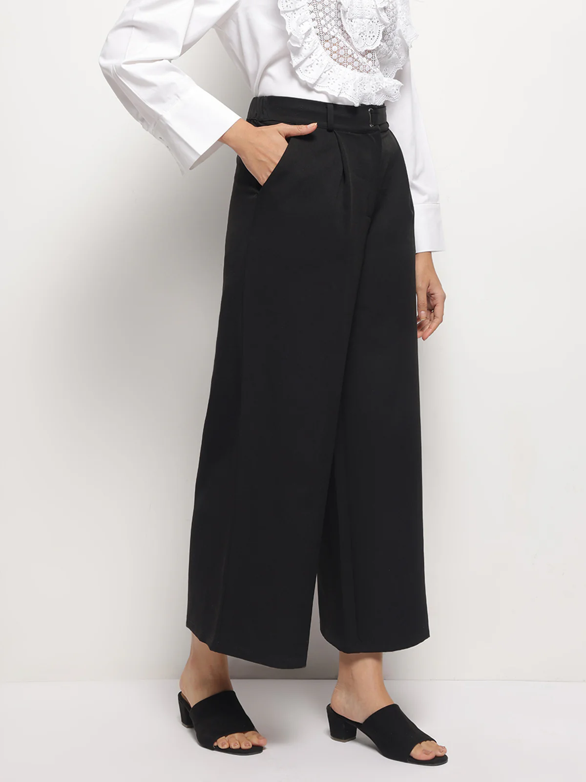 Women Wide-Leg High Waist Korean Style Pants - Image 3