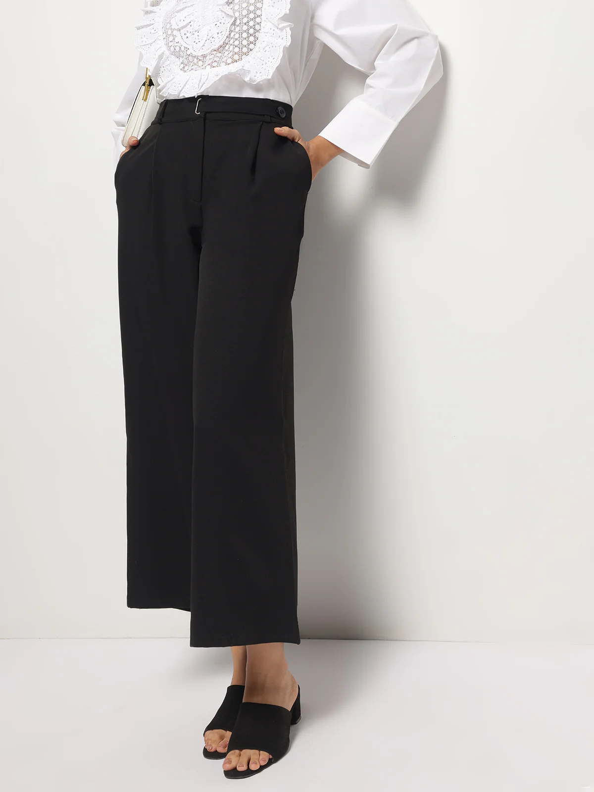 Women Wide-Leg High Waist Korean Style Pants - Image 5