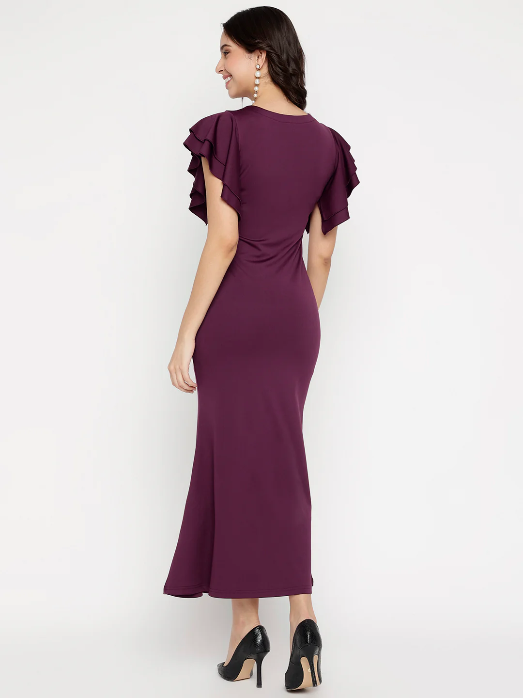 Women Wine Armani Zurich Charm Midi Dress - Image 2