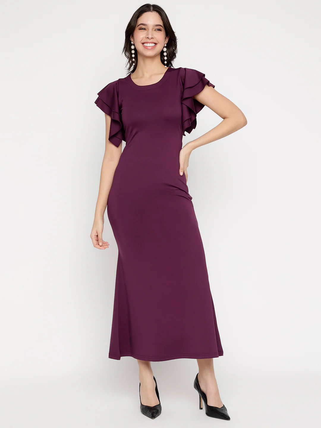 Women Wine Armani Zurich Charm Midi Dress - Image 5